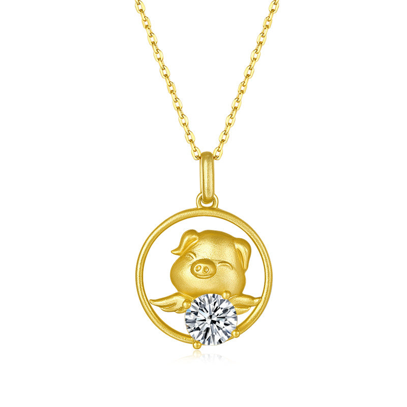 2022Year of the Tiger Pendant s925Silver Inlay1Carat Moissanite Necklace Q Cartoon Zodiac Necklace Pendant