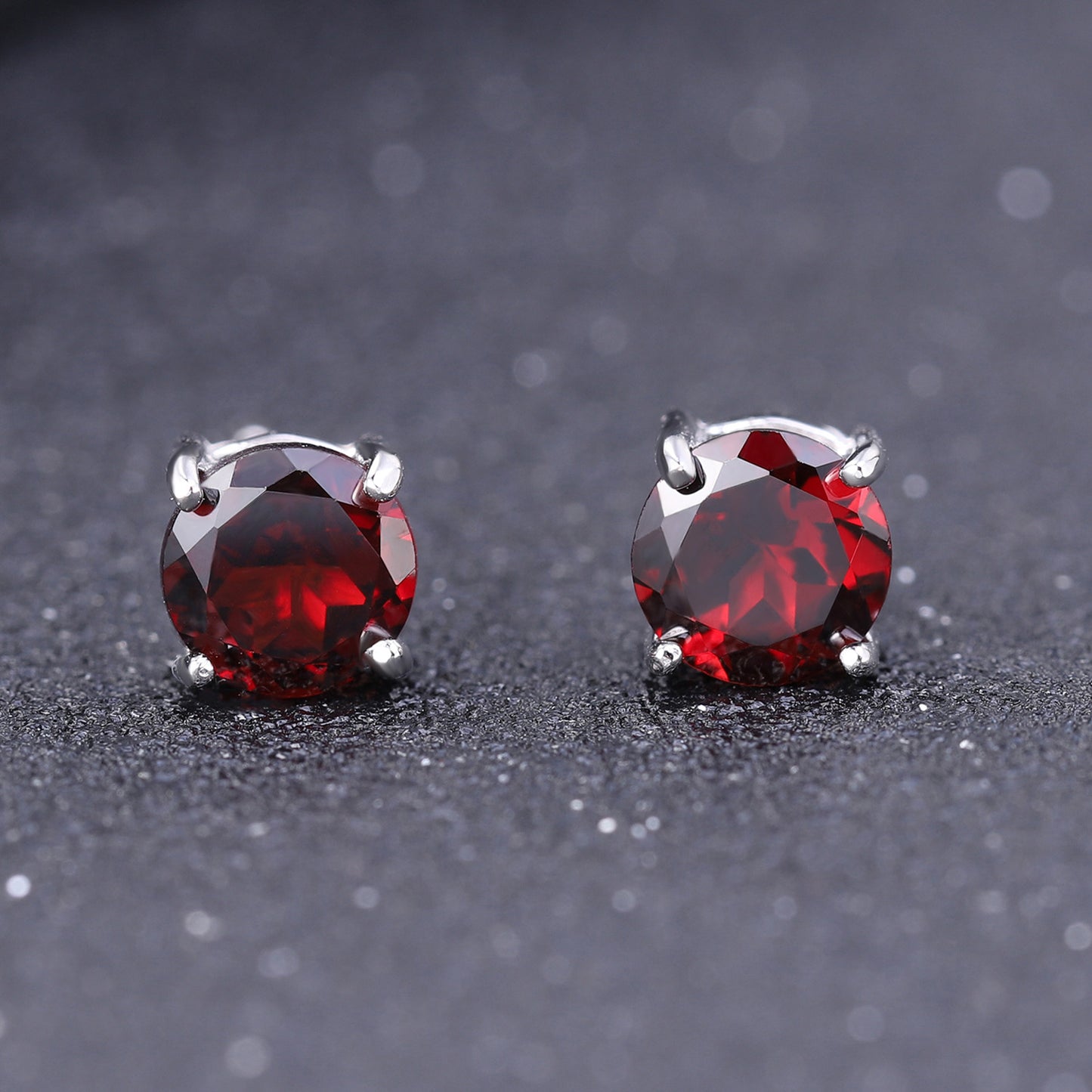 Natural Garnet Earrings Fashion Simple Style Elegant s925Sterling Silver Inlaid Natural Gemstone Earrings