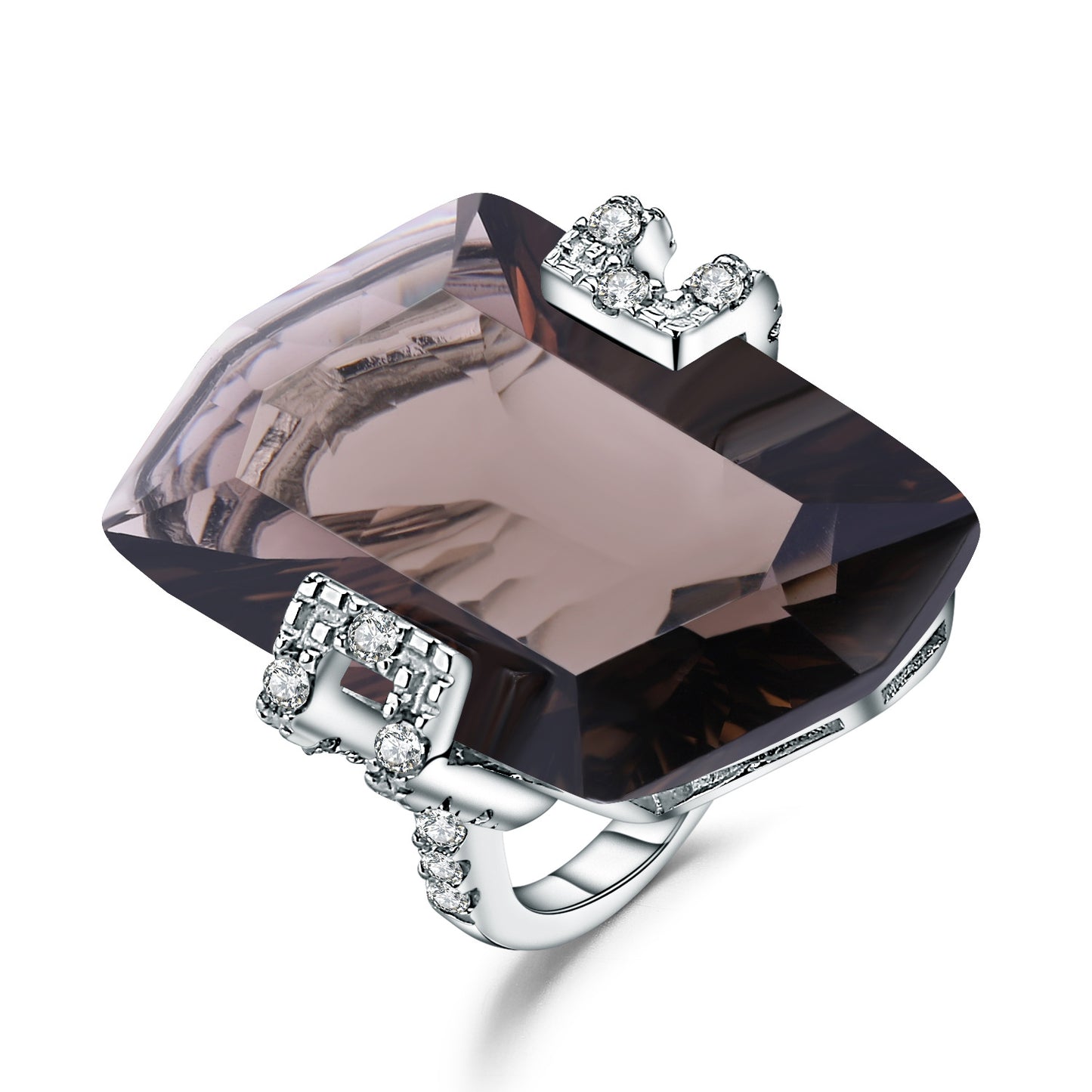 Luxurious High-End Natural Citrine Ring Fashionable Design925Silver Irregular Large Carat Natural Gemstone Ring