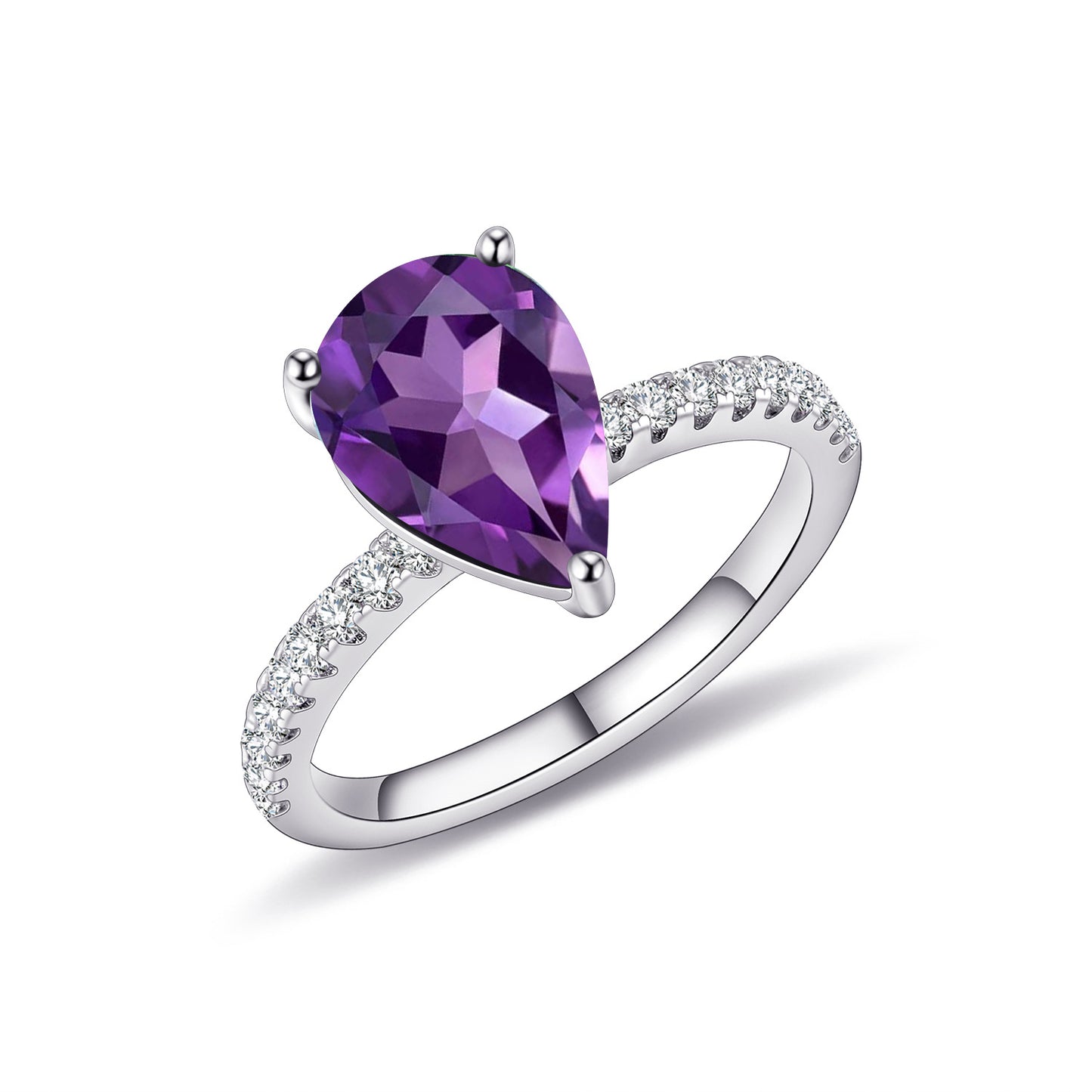 Minimalist Pear-Shaped Gemstone Ring7*9mm Drop-Shaped s925Silver Inlaid Colorful Gemstone Ring Stackable Wedding Ring