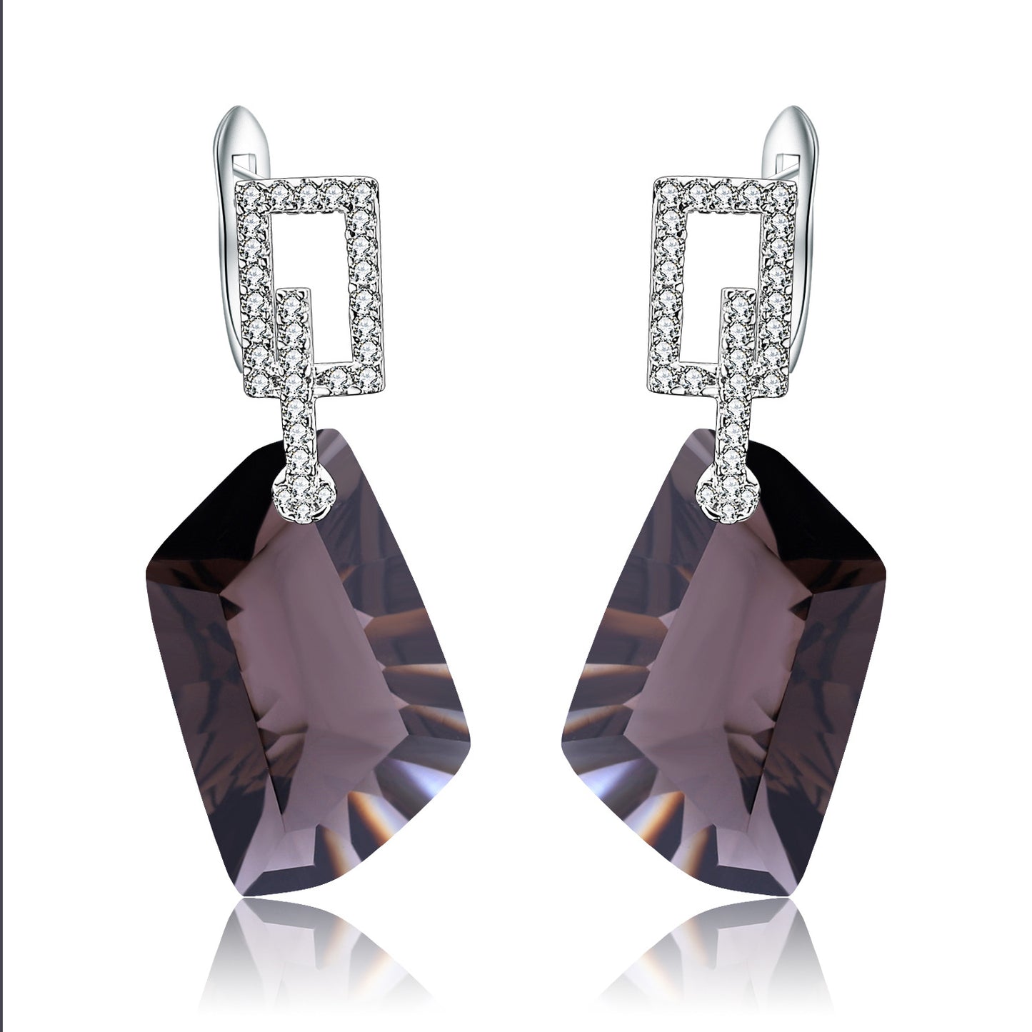 Luxurious High-End Natural Citrine Earrings Fashionable Design s925Silver Irregular Large Carat Natural Gemstone Earrings