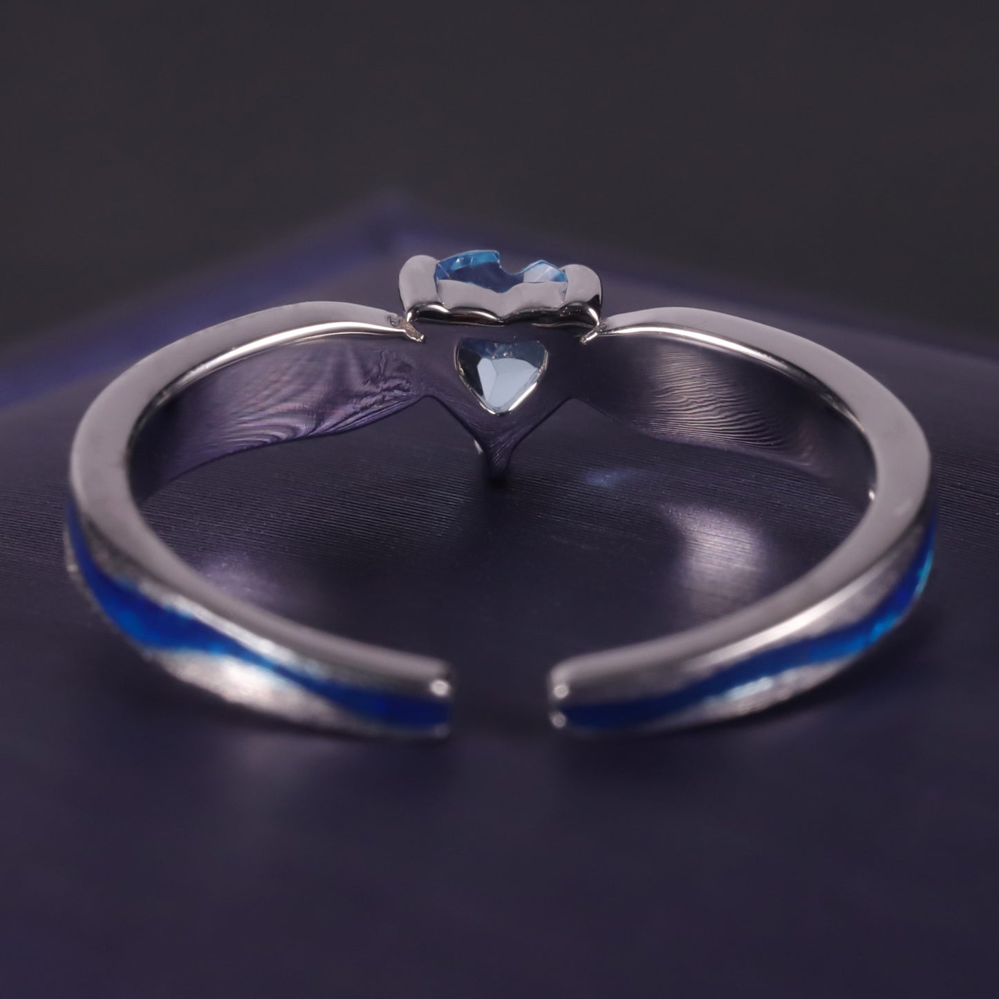 Designer Open Couple Rings Ocean Heart Natural Style Design s925Silver Natural Topaz Ring