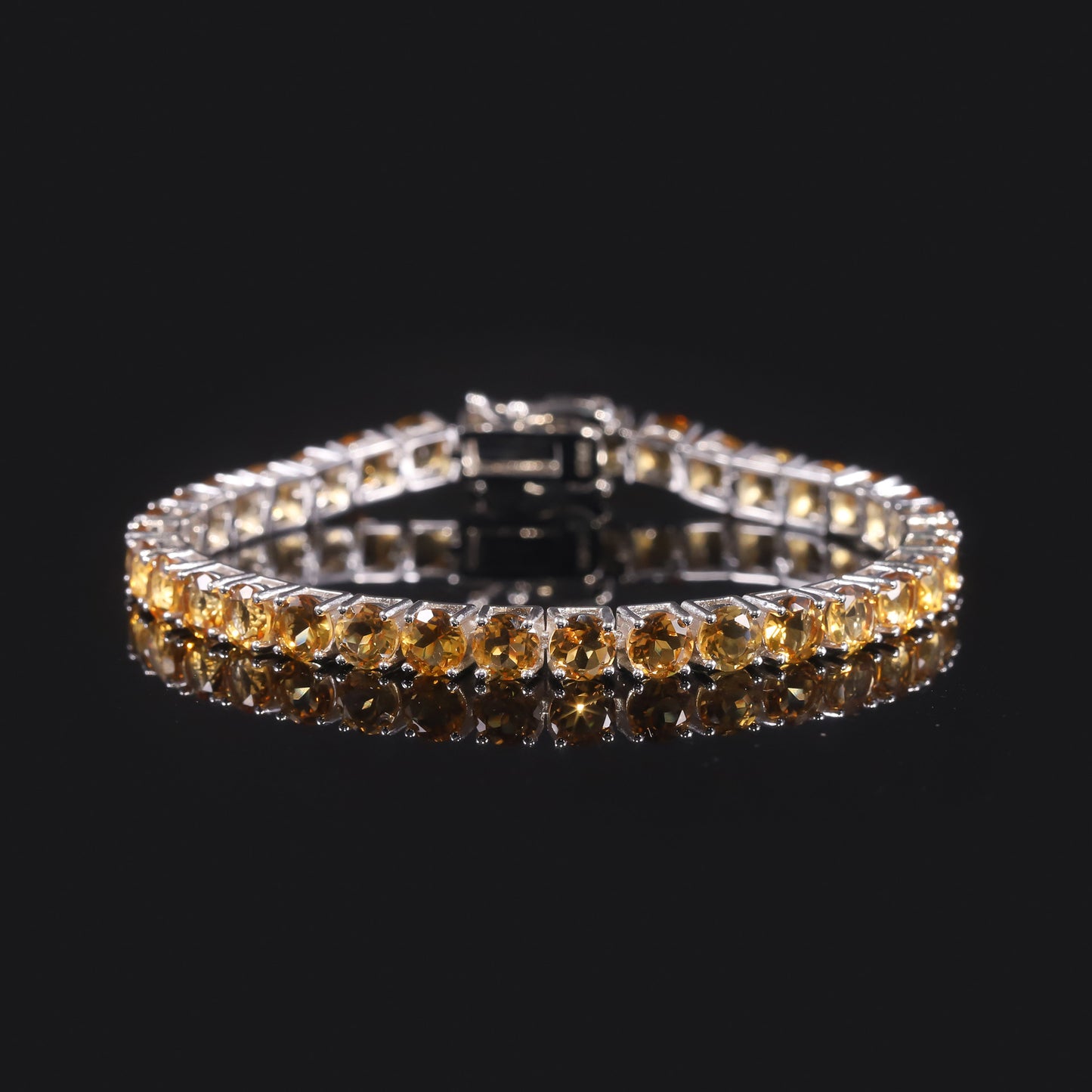 New White Topaz Tennis Bracelet3/4/5/6mm s925Sterling Silver Bracelet with Natural Yellow Crystal Gemstone