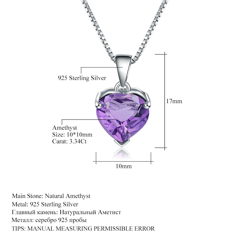 Factory Direct Supply Inlaid Topaz Necklace Heart-shaped design s925Sterling Silver Natural Gemstone Pendant Necklace