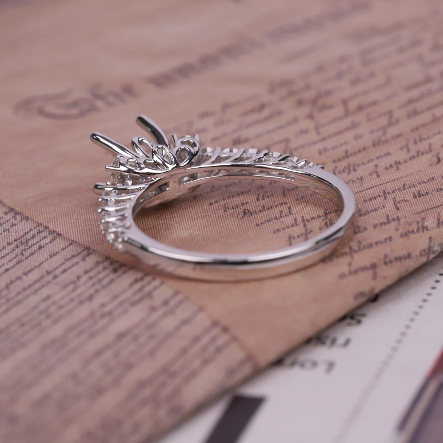 Classic Retro Elegance1Carat Micro Pave Ring Setting Full Body9/10/14/18k White Gold Diamond Ring Setting