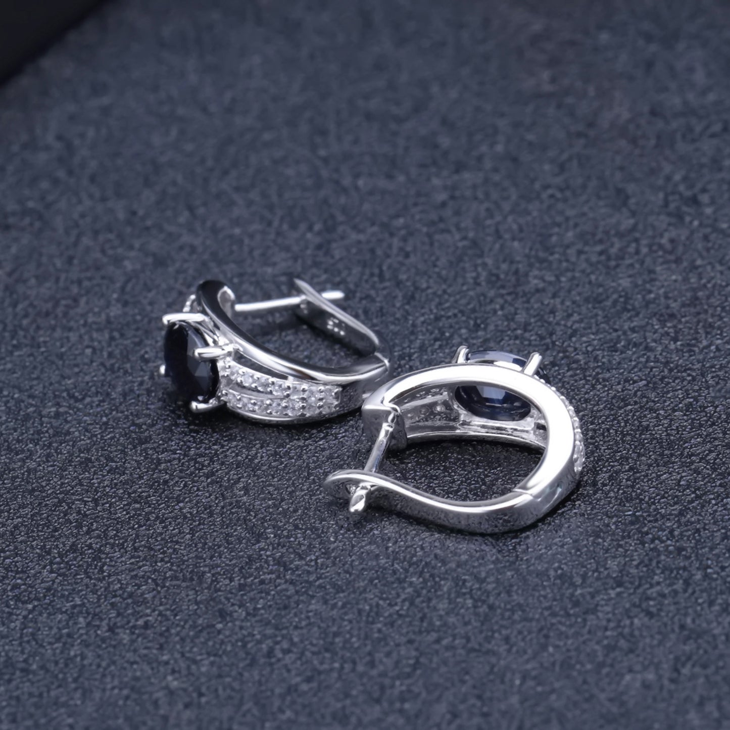 Classic Natural Topaz Earrings S925Wholesale Pure Silver Gold-Plated Natural Sapphire Stud Earrings