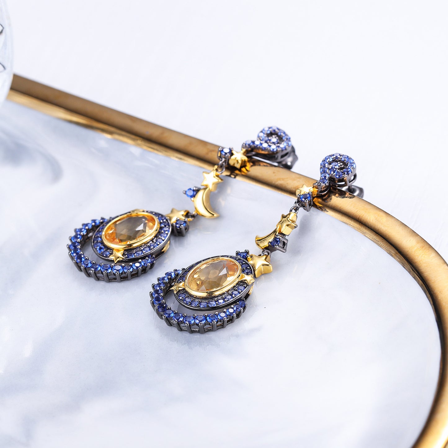 Designer New Vintage Style Earrings S925Silver Natural Yellow Crystal Earrings High Quality Wholesale High-end Earrings