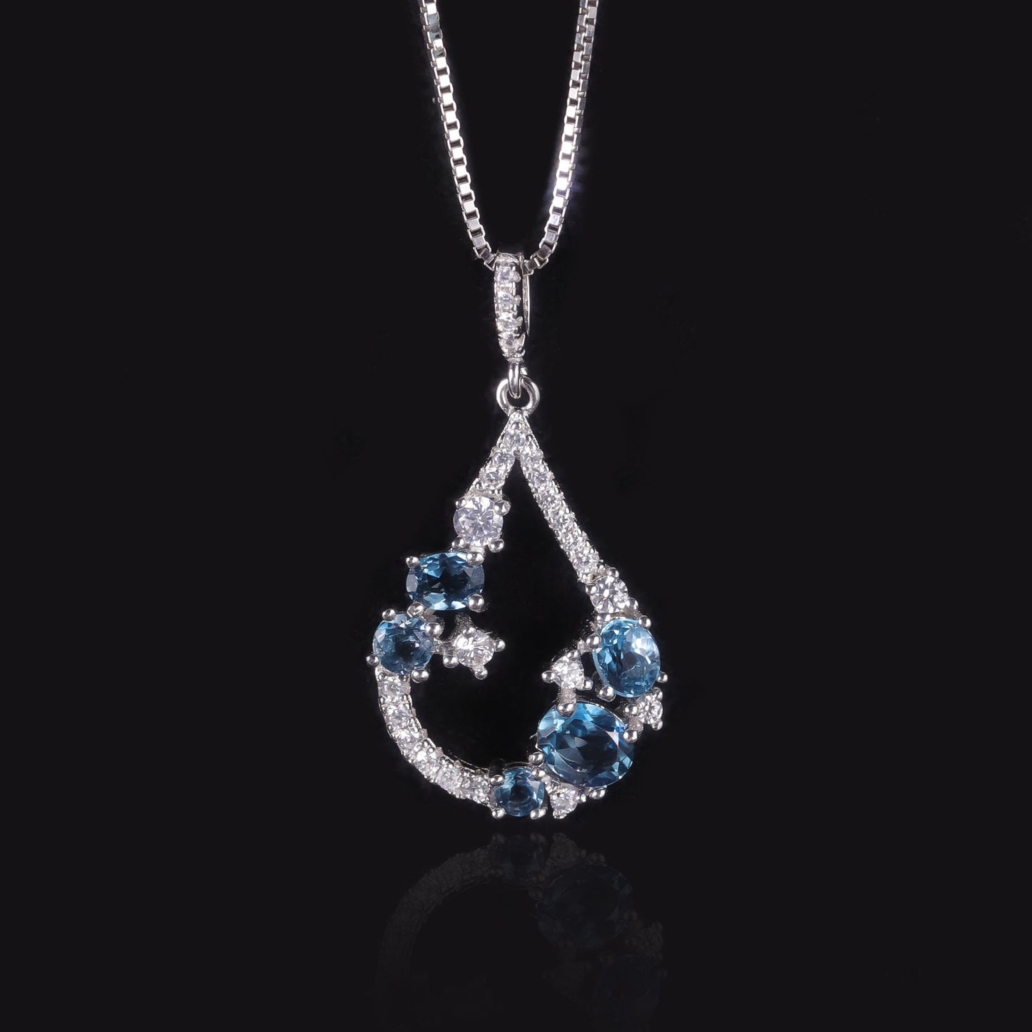 Sweet Style Natural Garnet Necklace s925Sterling Silver Inlaid Translucent Topaz Pendant High-end Jewelry