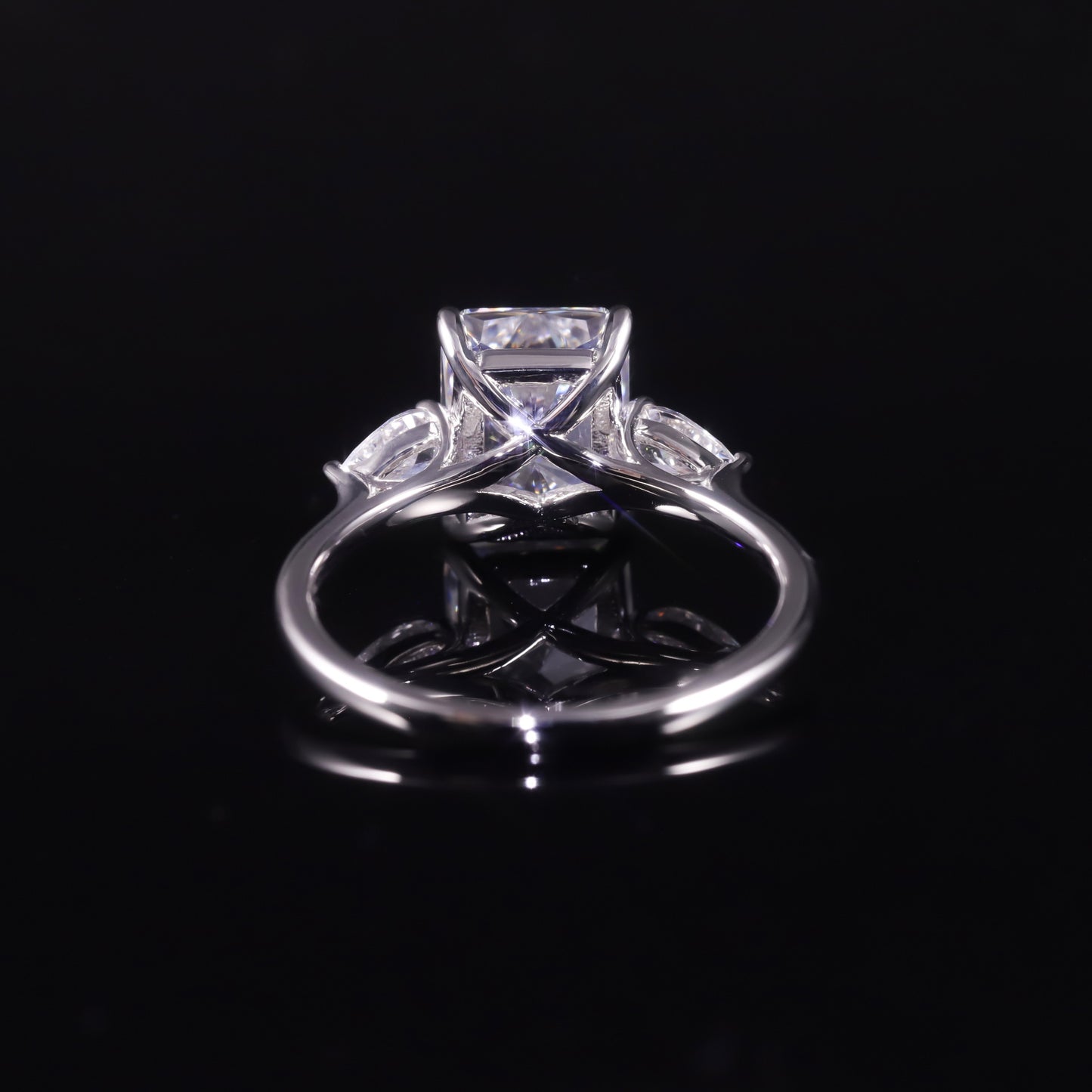 Fashionable Sugar Cube3Carat Ring Large Carat s925Sterling Silver Moissanite Ring Closed Silver Ring Personality