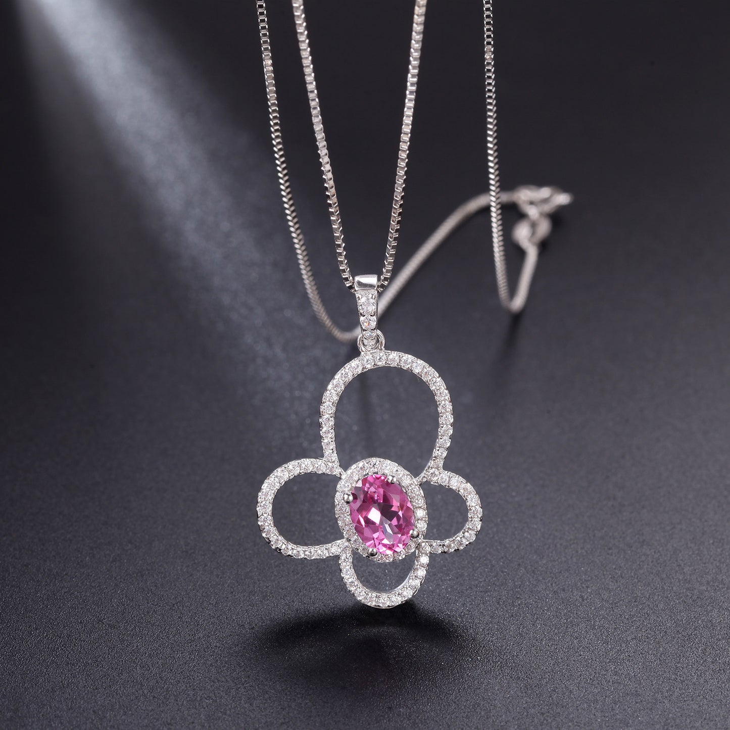 2025New Butterfly Necklace Natural Black Garnet Gift s925Sterling Silver Inlaid Pink Topaz Pendant Sweet