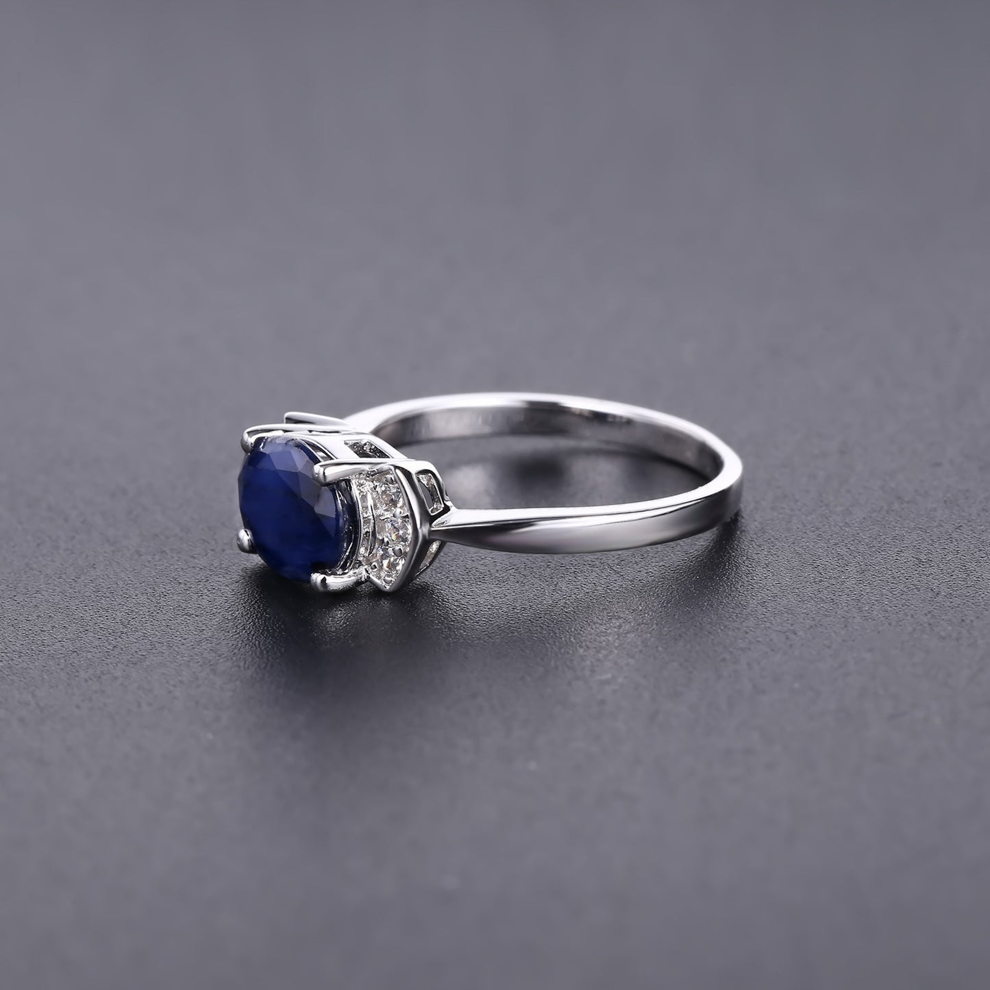 Fashionable Light Luxury Sapphire Ring for Men and Women In Stock Direct Supply Elegant Personality s925Sterling Silver Inlaid Gemstone Ring