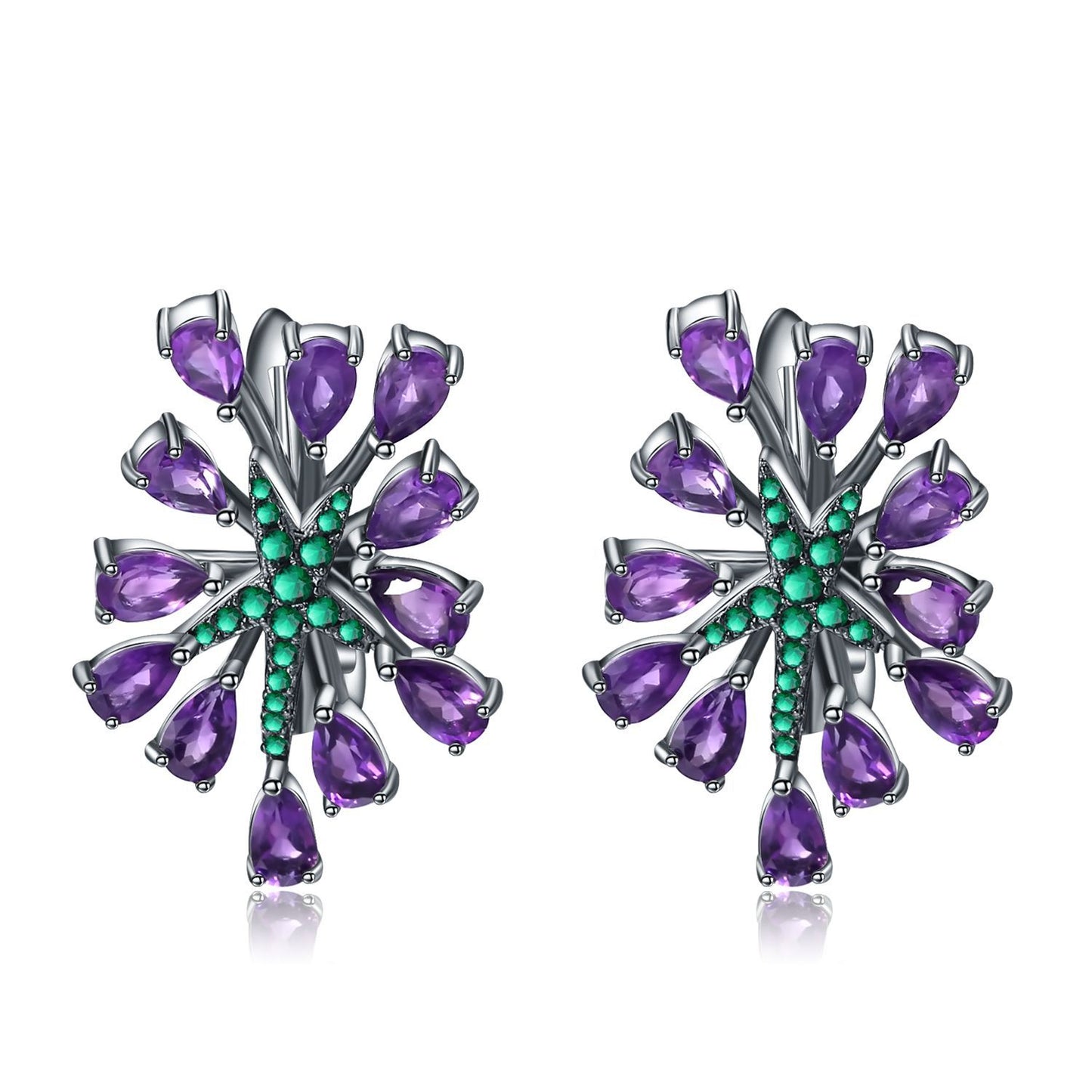 Designer Natural Amethyst Earrings Starry Sky Brilliance High-end Banquet Jewelry925Silver Earrings and Ear Studs