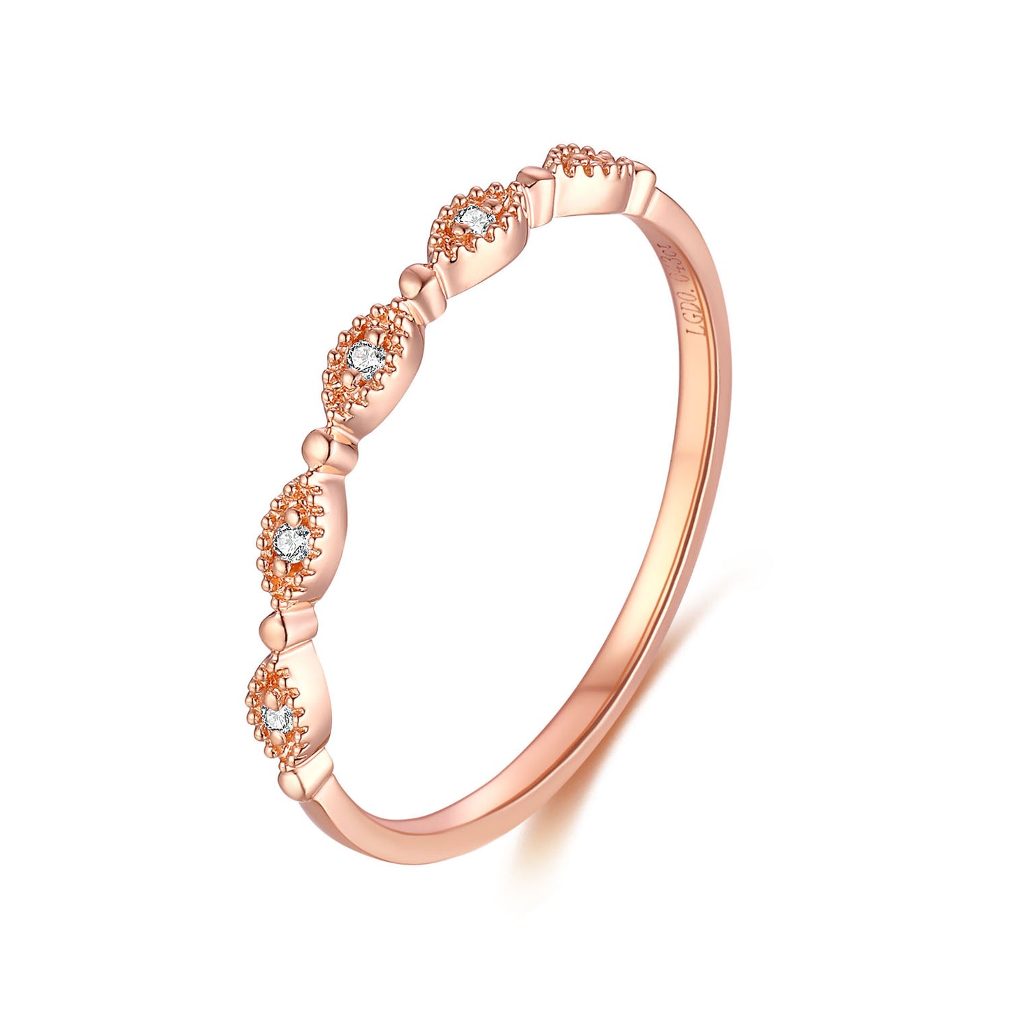 18k Gold Inlaid Cultivated Diamond Ring Stackable Side Ring Tail Ring Rose Gold Crushed Diamond k Gold Ring with Fine Personality