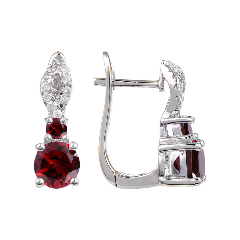 Factory Direct Supply Natural Stone Earrings Drop Earrings Vintage Inlaid Gemstone s925Silver Topaz Stone Earrings Studs