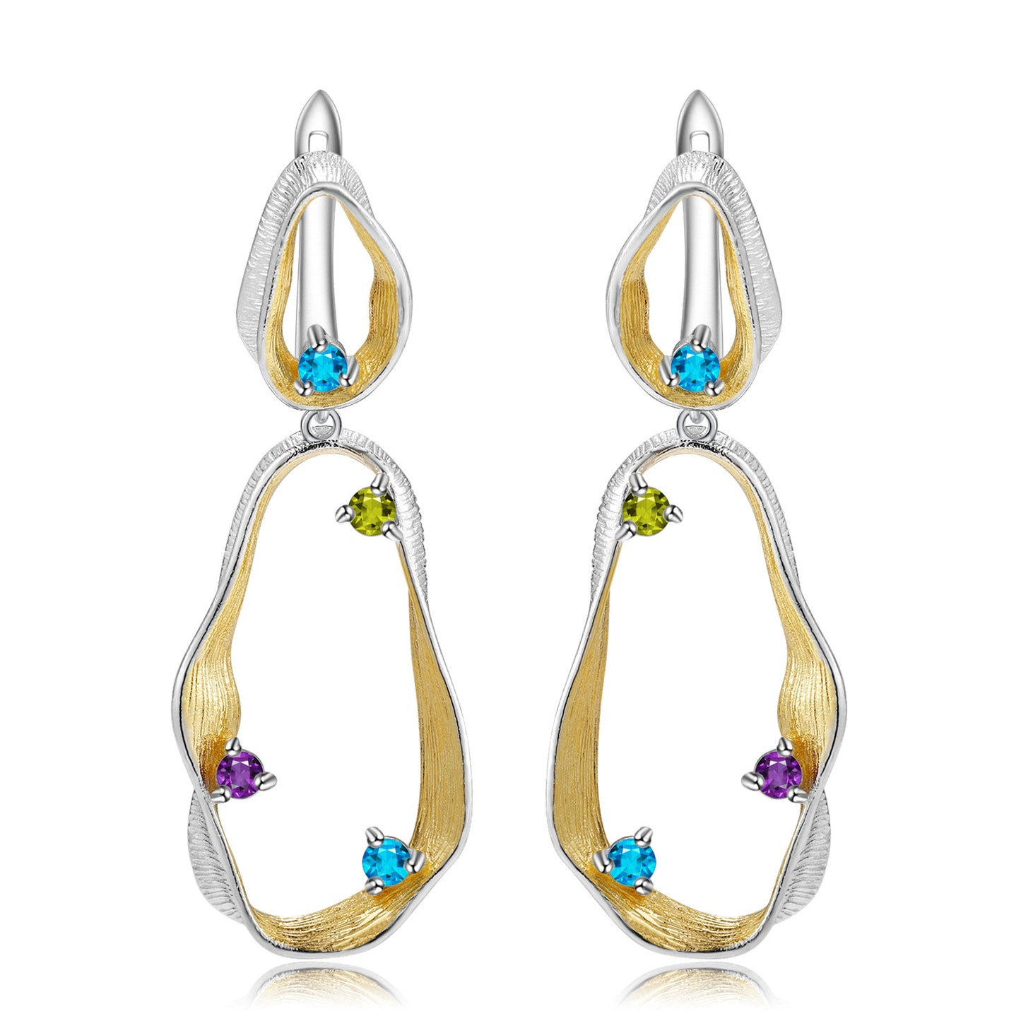 Designer High-End Gemstone Earrings Italian craftsmanship s925Silver Natural Topaz Stud Earrings