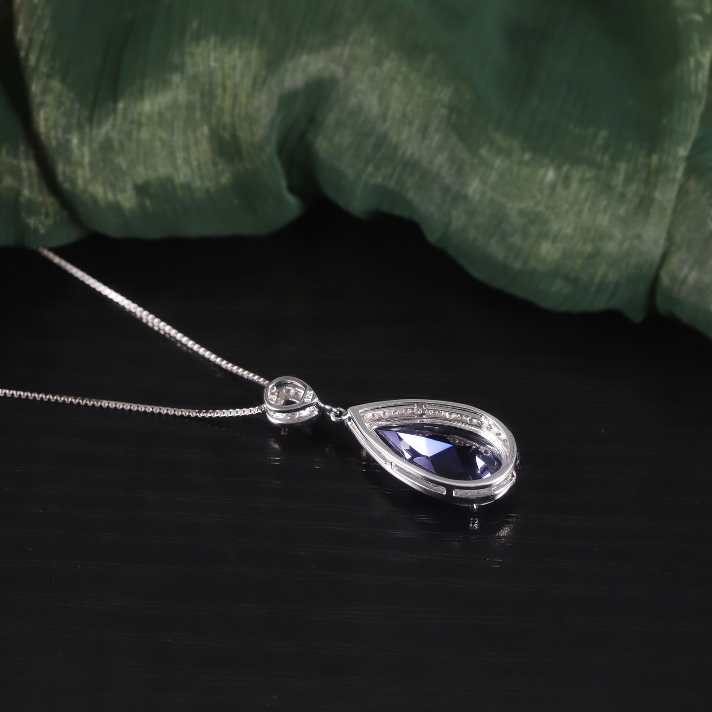 Water Drop Pear-Shaped Gemstone Necklace Pendant s925Sterling Silver Inlaid Colorful Crystal Pendant Fashion Necklace