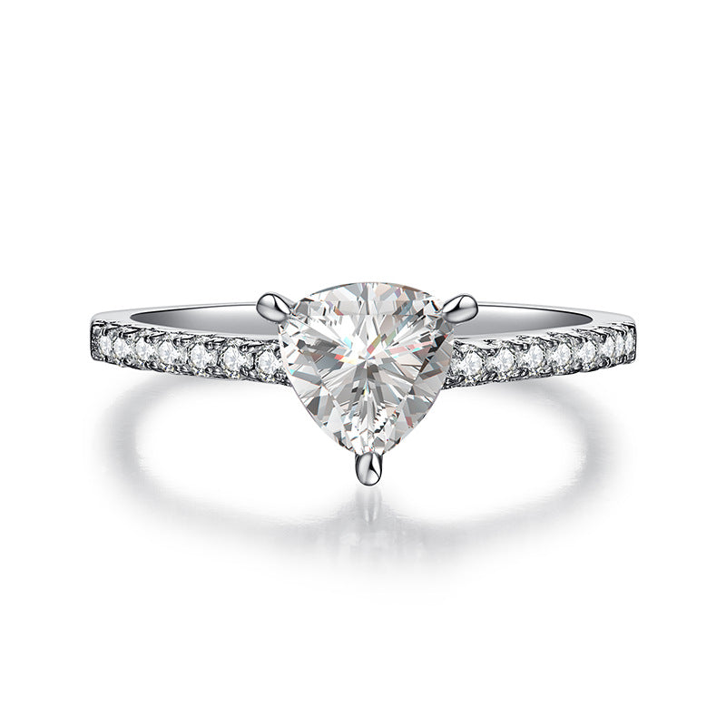 Fashion s925Sterling Silver Ring Inlay1Carat Moissanite Wedding Ring Fat Triangle Moissanite Ring Band GRA Certificate