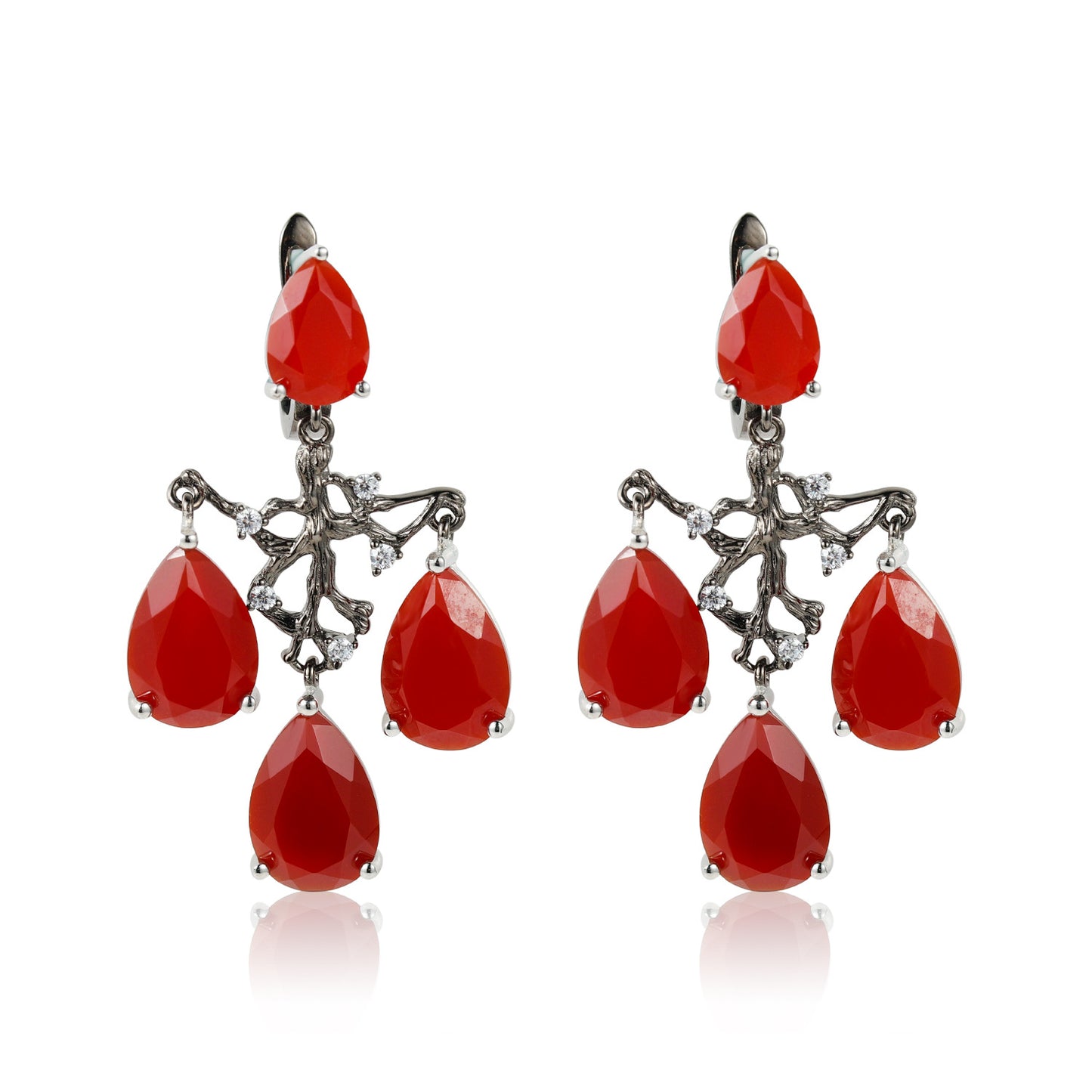Natural Agate Tea Crystal Earrings S925Sterling Silver Earrings New High-end Luxurious Gemstone Ear Jewelry Wholesale