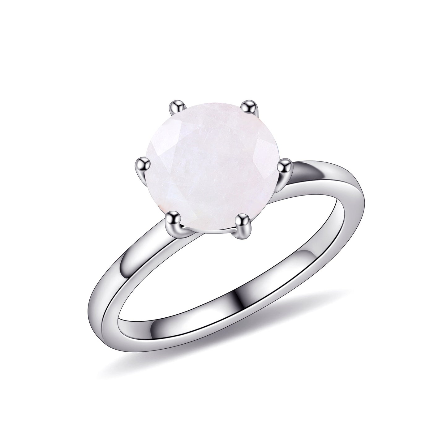 Wedding Natural Gemstone Ring s925Sterling Silver Inlaid Crystal Topaz Black Hair Crystal Ring8mm Single Main Stone