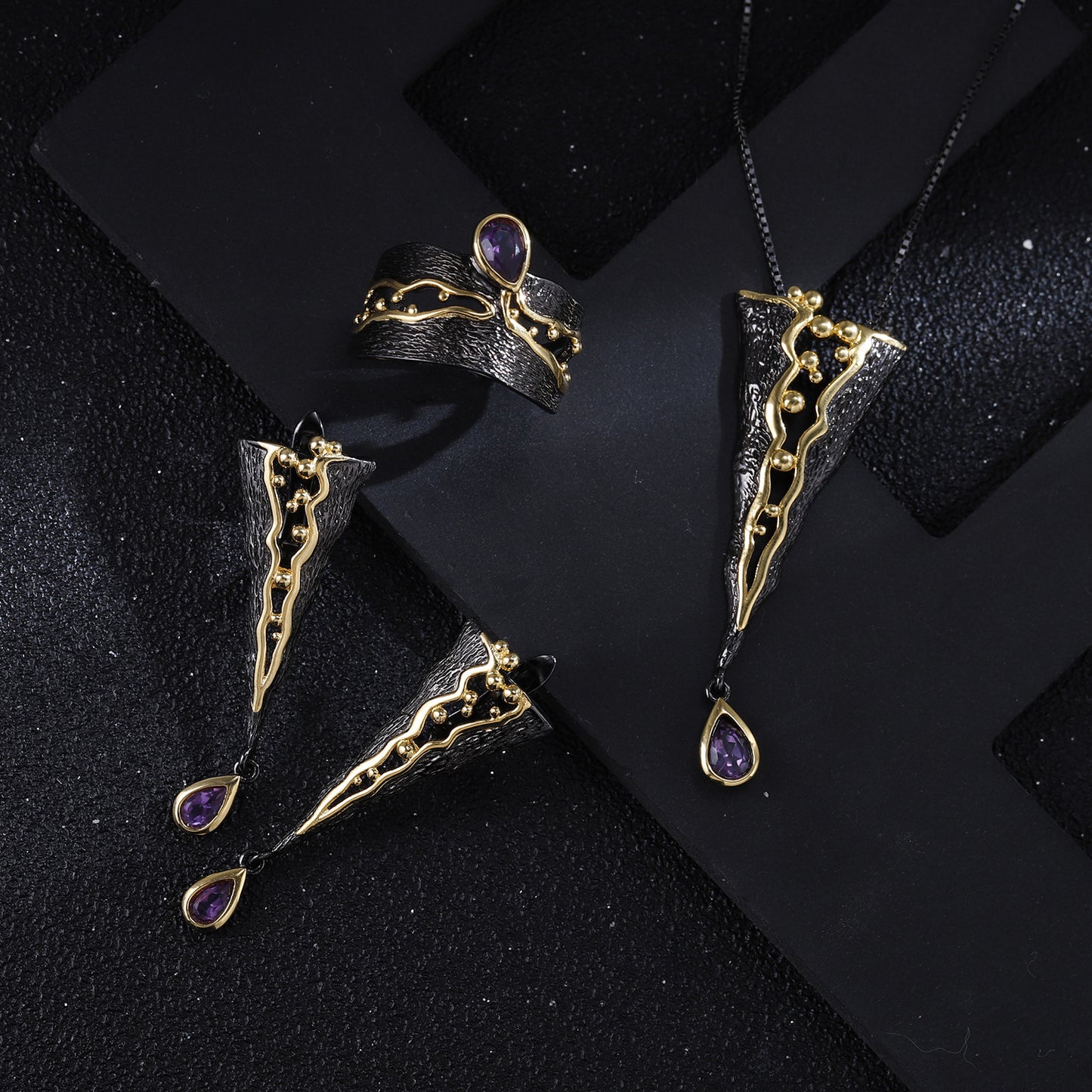 Designer High-End Gemstone Earrings Italian Craftsmanship Retro925Silver Natural Amethyst Earrings Drop Earrings