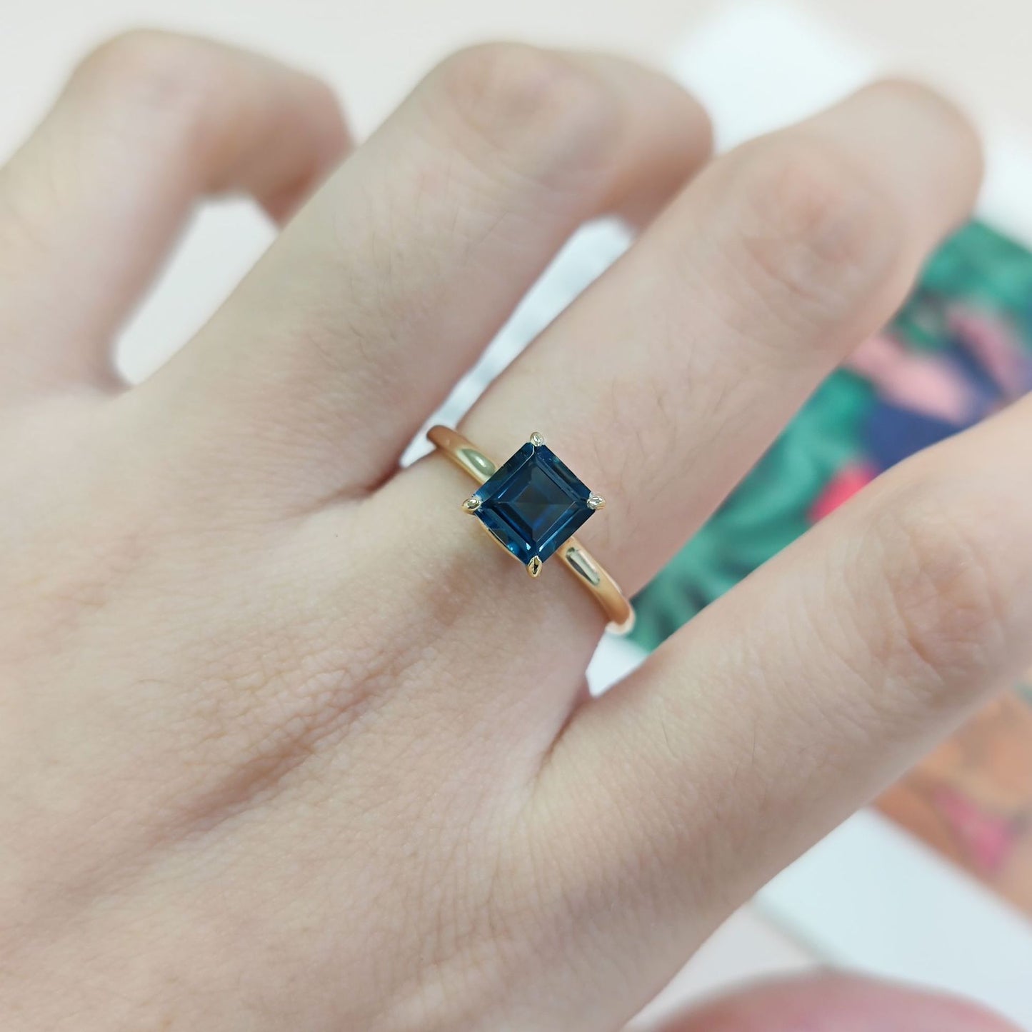 Advanced Sense1.25/3Carat Ring s925Sterling Silver Inlaid with Natural Topaz Large Main Stone Fresh Square Ring