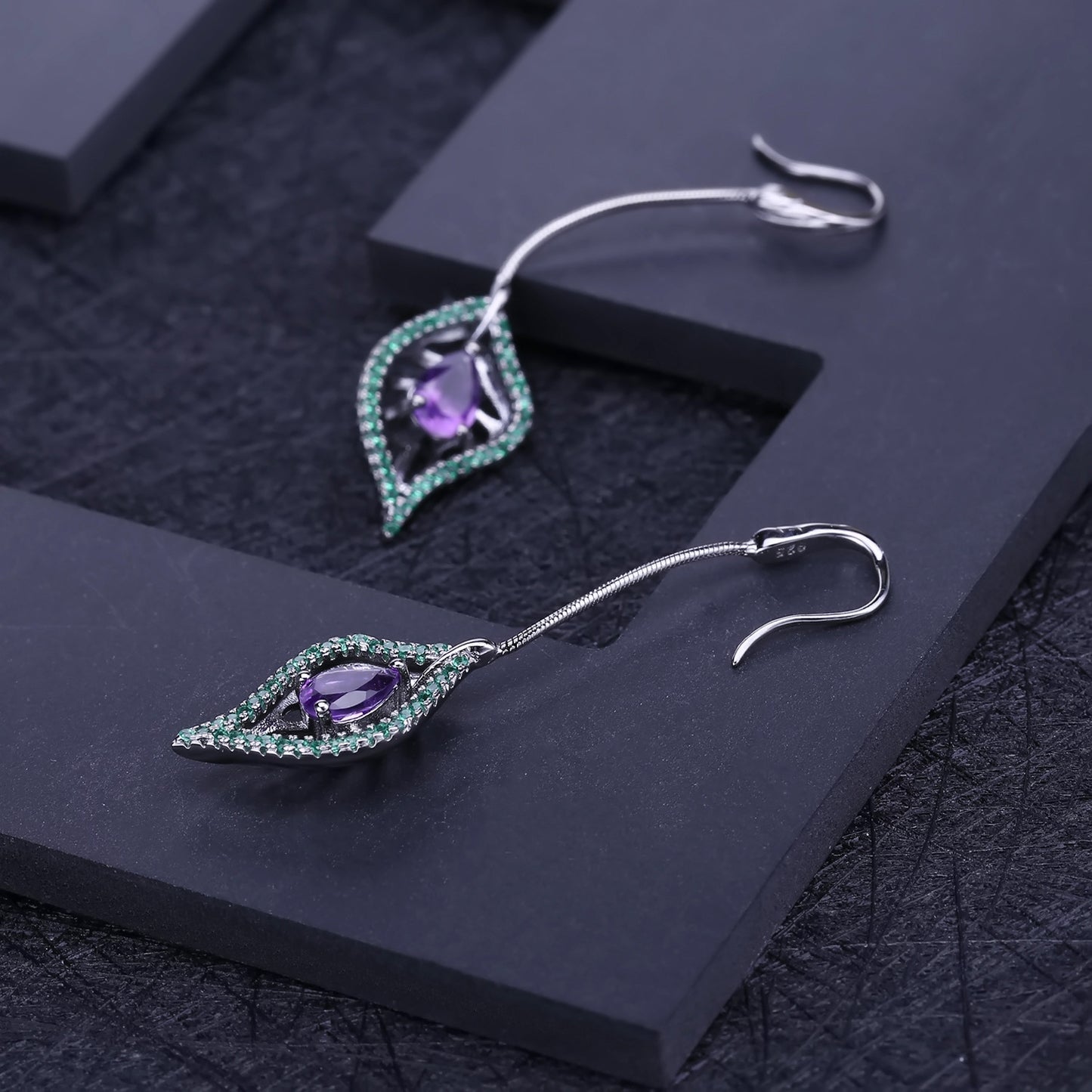 Italian Craft Designer Earrings Long Jewelry Accessories s925Silver Natural Amethyst Earrings Drop Earrings