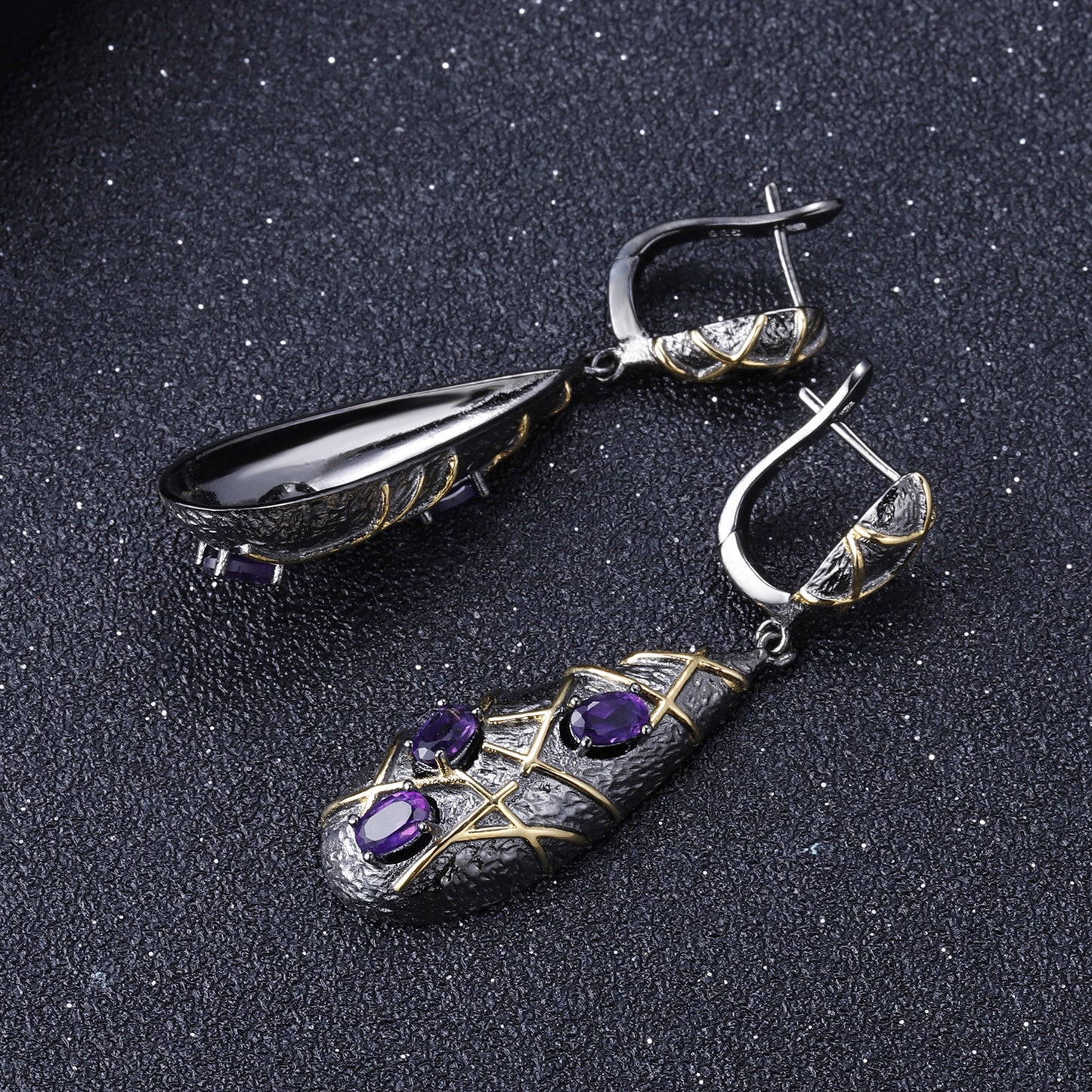 Italian Craft Designer Earrings Vintage Style with a Sense of Sophistication s925Silver Natural Amethyst Stud Earrings