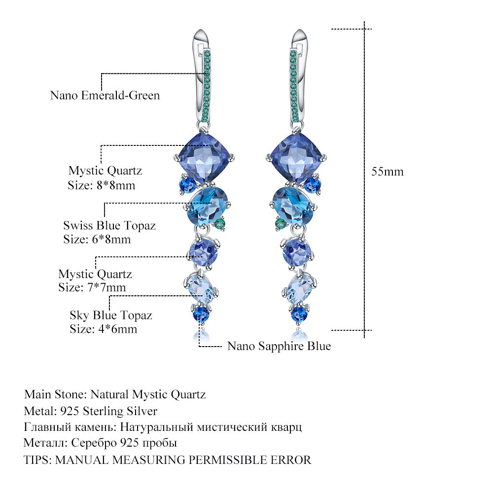 Designer High-End Luxurious Jewelry Set s925Silver Natural Topaz Ring Earrings Pendant