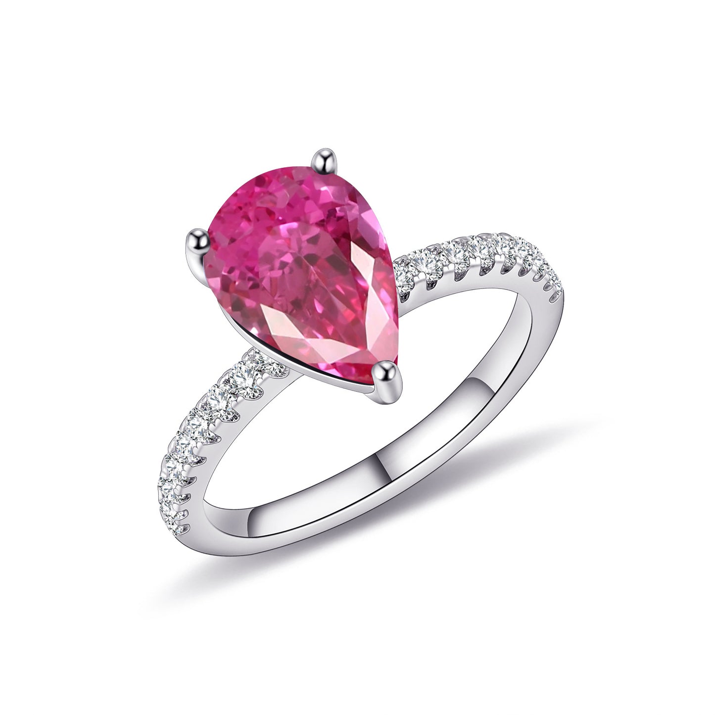Minimalist Pear-Shaped Gemstone Ring7*9mm Drop-Shaped s925Silver Inlaid Colorful Gemstone Ring Stackable Wedding Ring