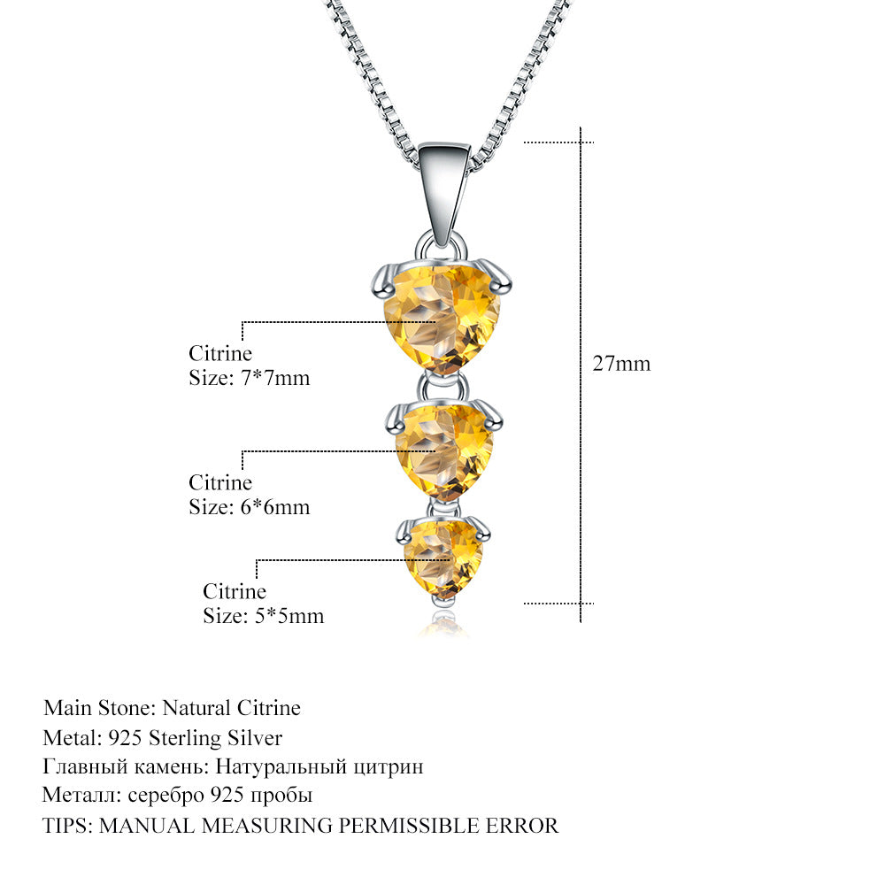 Natural Amethyst Necklace Pendant Fashionable, Simple, and Luxurious s925Sterling Silver Inlaid Natural Gemstone Necklace Jewelry