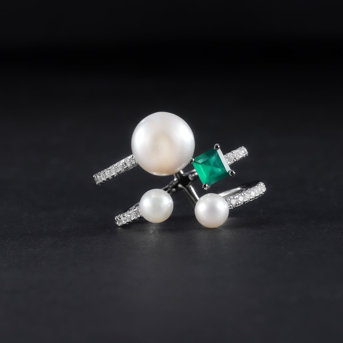S925Sterling Silver Natural Freshwater Pearl Adjustable Open Ring for Women Fashionable and Elegant Light Luxury Gemstone Ring