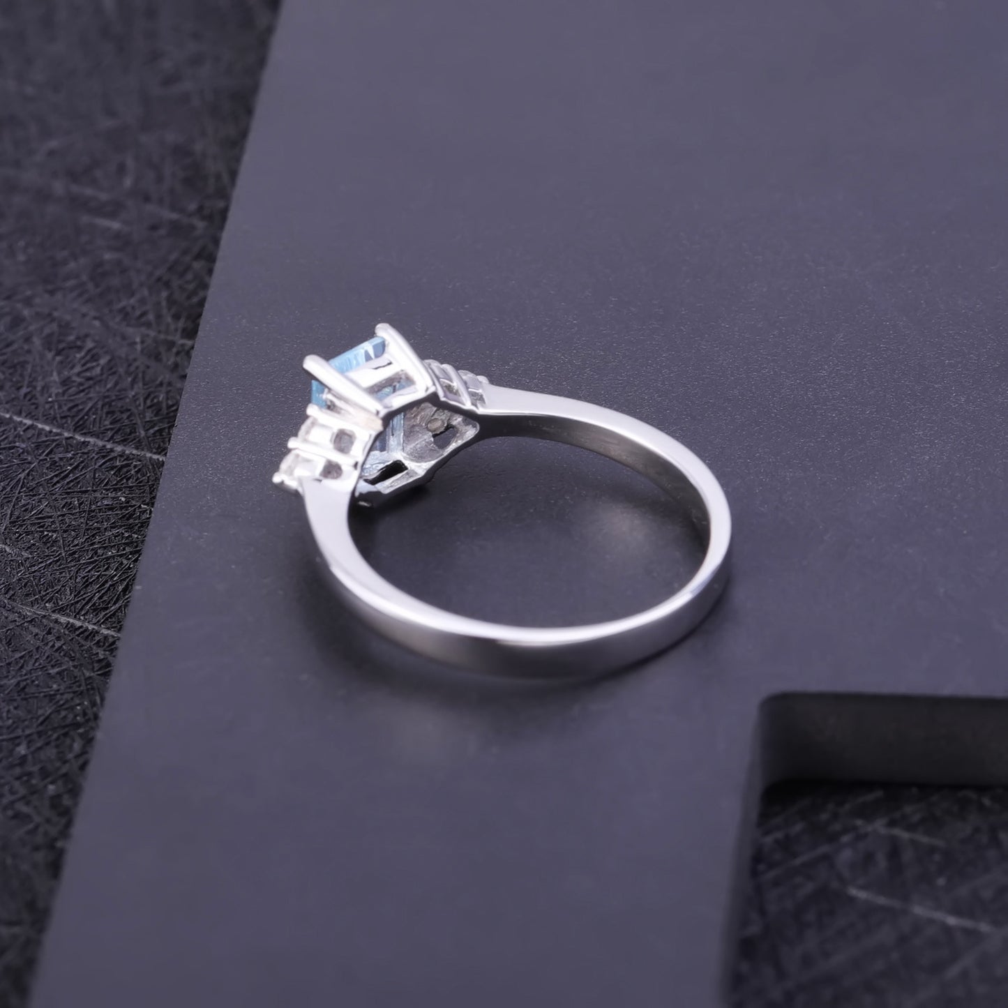 Fashionable Simple Luxury Rectangular Natural Gemstone Topaz Ring for Women s925Sterling Silver Natural Gemstone Ring