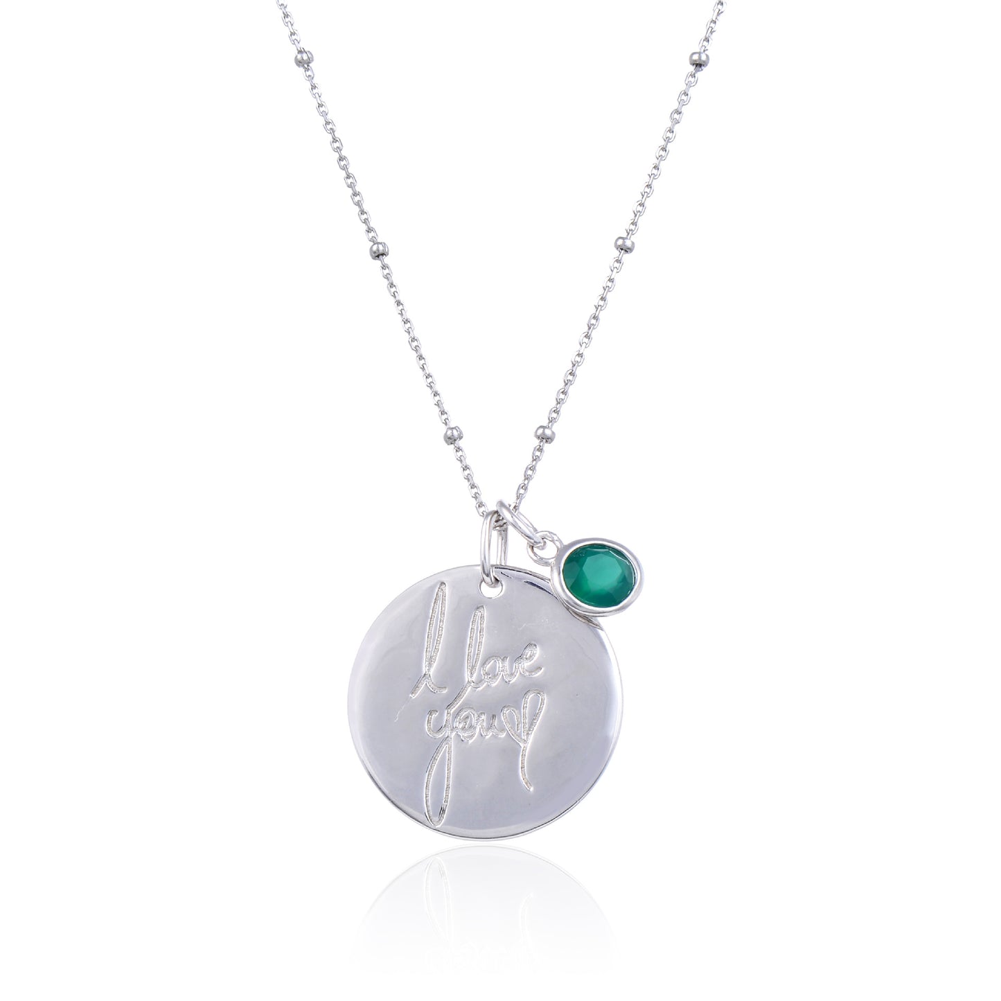 Factory Direct Supply s925Silver Necklace Pendant for Women, Light Luxury Round Pendant with Engraving, Natural Gemstone Colorful Gemstone Pendant