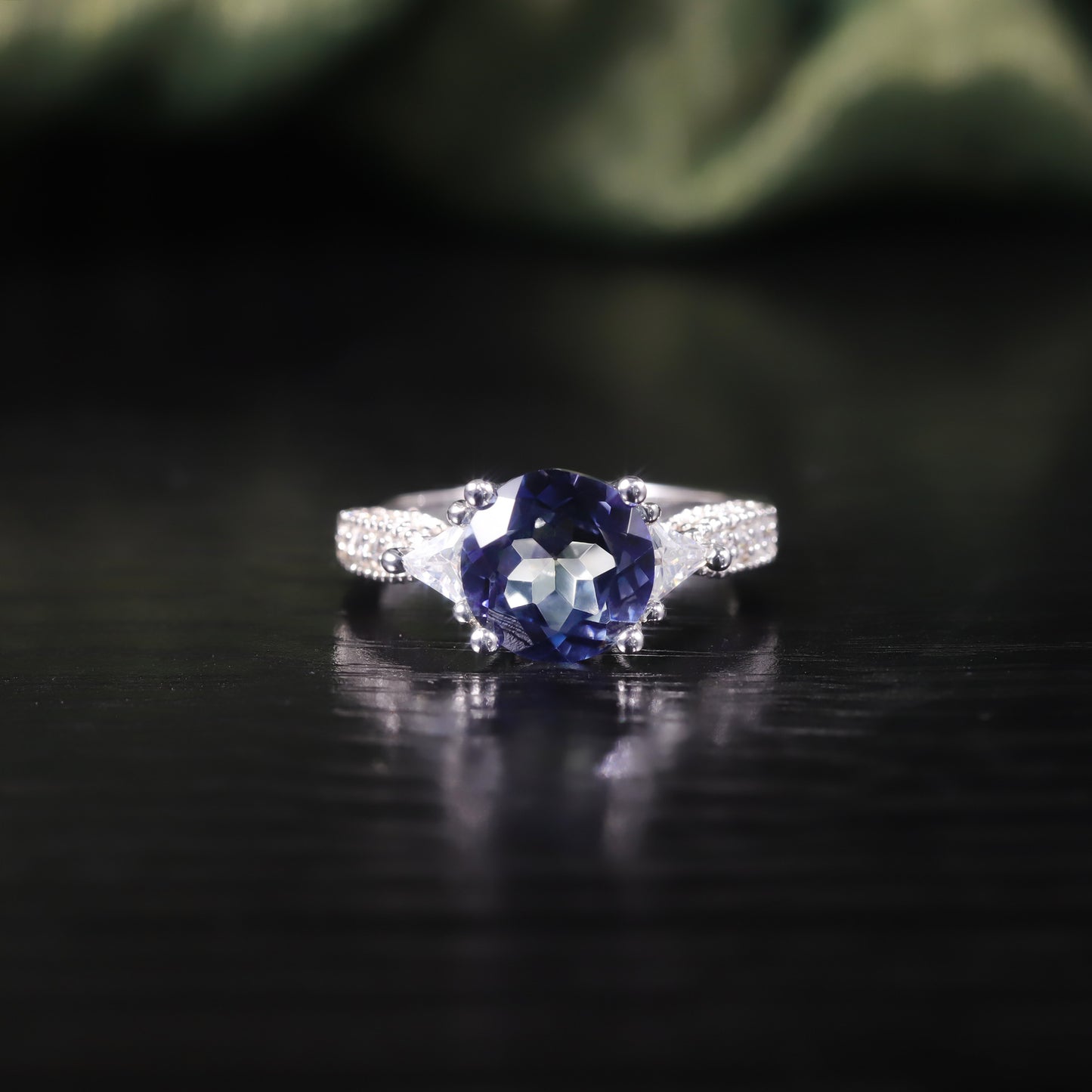Elegant Natural Topaz Ring s925Sterling Silver Inlaid Amethyst Ring Band Micro Pave Ring Wholesale