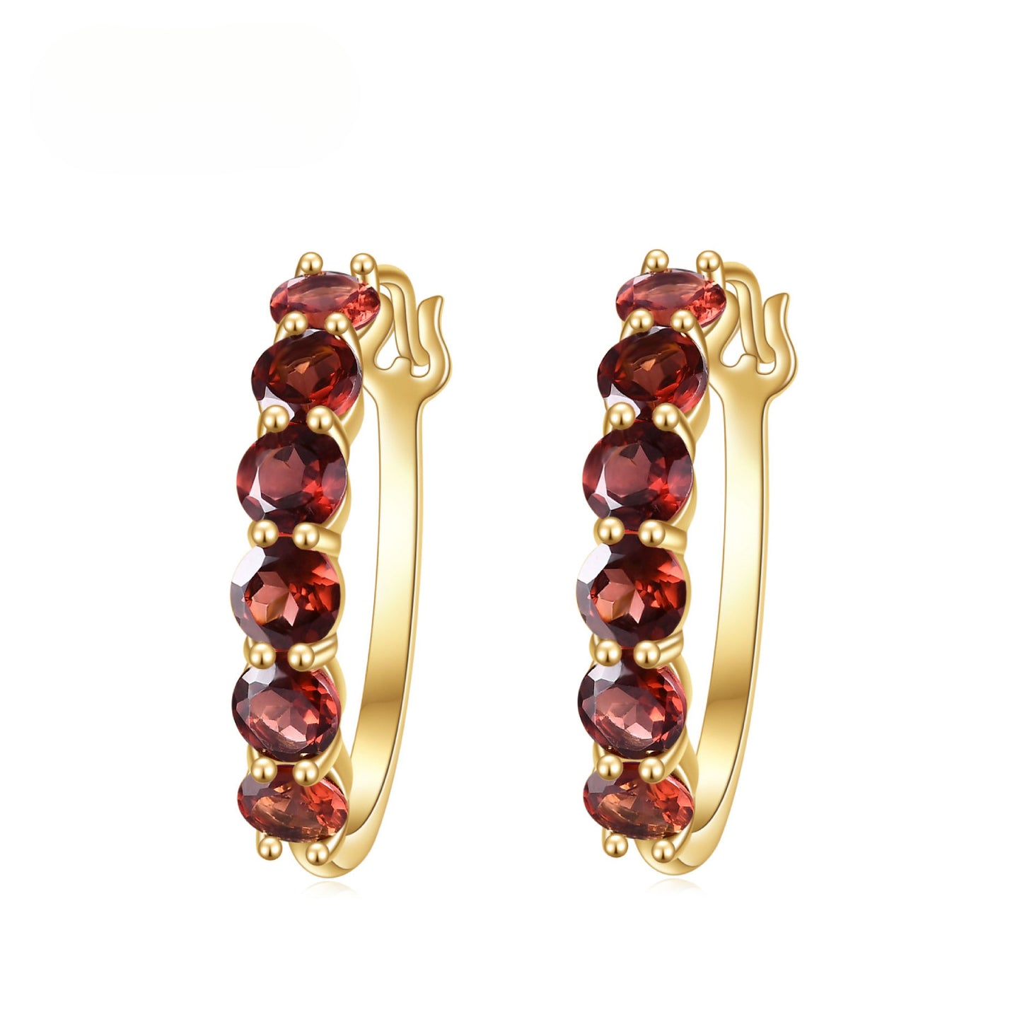 Natural Garnet Stud Earrings Light luxury design sense s925Silver plating14k Gold Inlaid Natural Gemstone Earrings