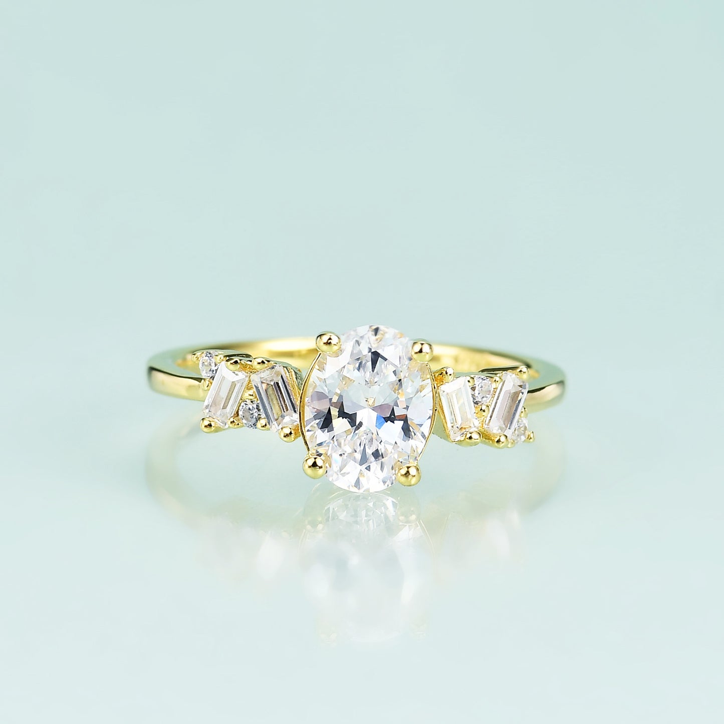 Affordable luxury fashion S925Sterling Silver Inlaid5A Zircon Ring Classic Style Gemstone Plated14k Gold Ring
