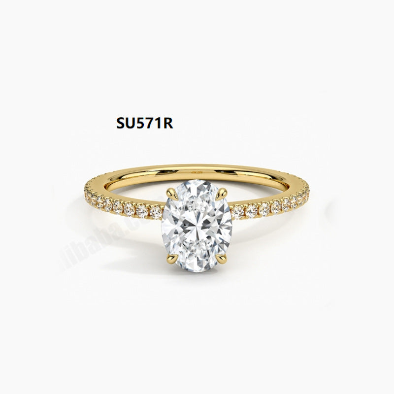 Advanced Sense ins Ring s925Sterling Silver Inlaid with Moissanite D Color1Carat Wedding Ring Light Luxury Ring