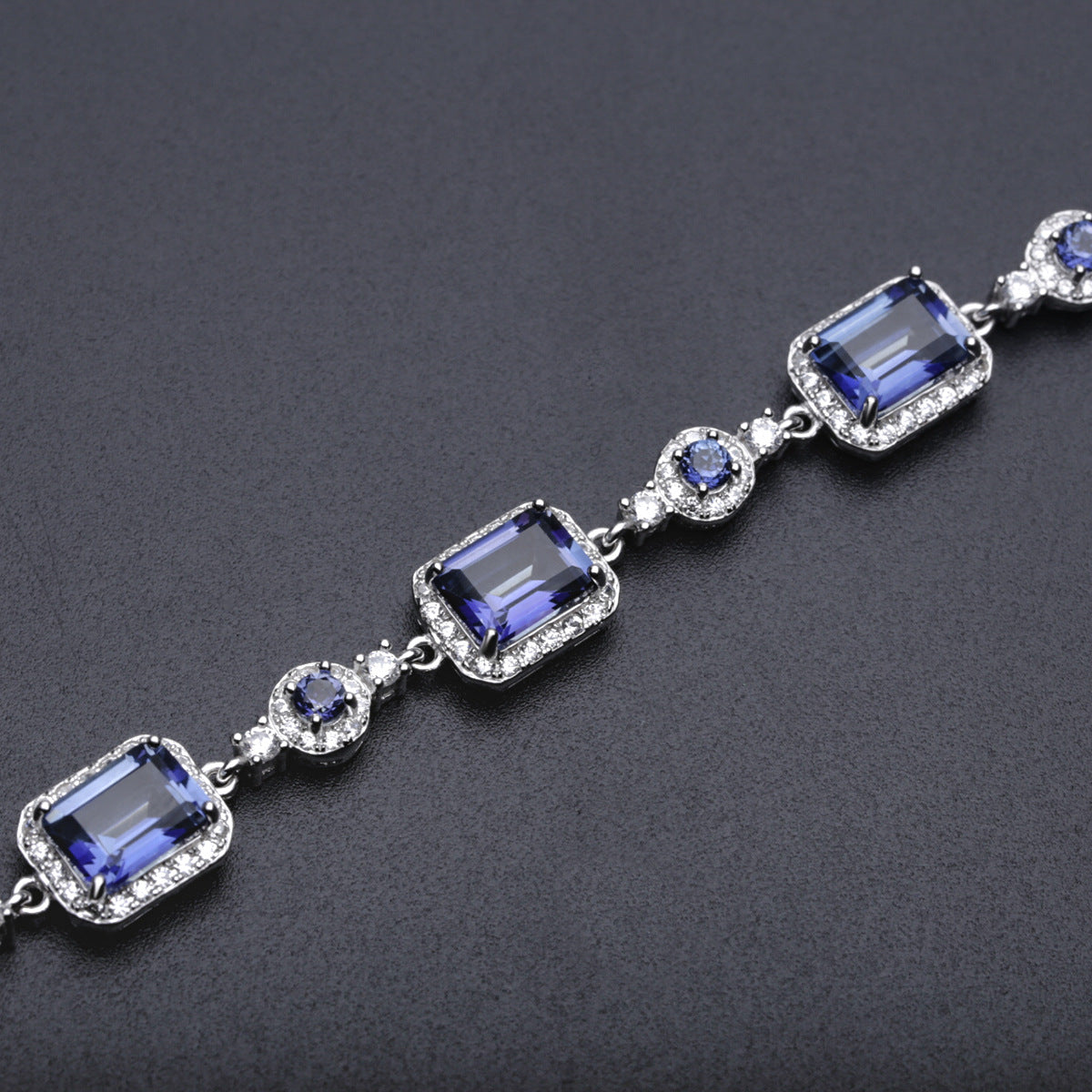 Luxurious Design Sense Jewelry Accessories Gemstone Bracelet Personality s925Sterling Silver Inlaid Colorful Crystal Bracelet