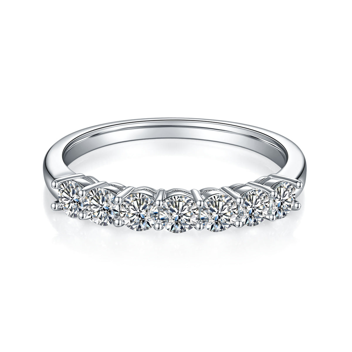 Luxury Fashion Seven-Star Moissanite Ring s925Sterling Silver Inlaid Moissanite Gemstone Stackable Ring New Style
