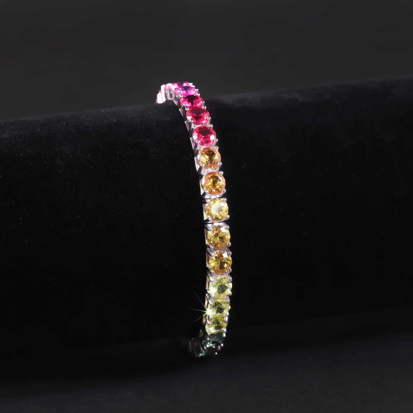 Gradient ins Wind Bracelet3/4/5mm Tennis Chain s925Sterling Silver Inlaid Cultivated Sapphire Rainbow Bracelet