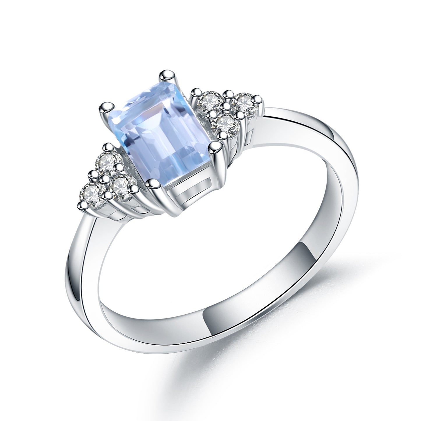 Fashionable Simple Luxury Rectangular Natural Gemstone Topaz Ring for Women s925Sterling Silver Natural Gemstone Ring