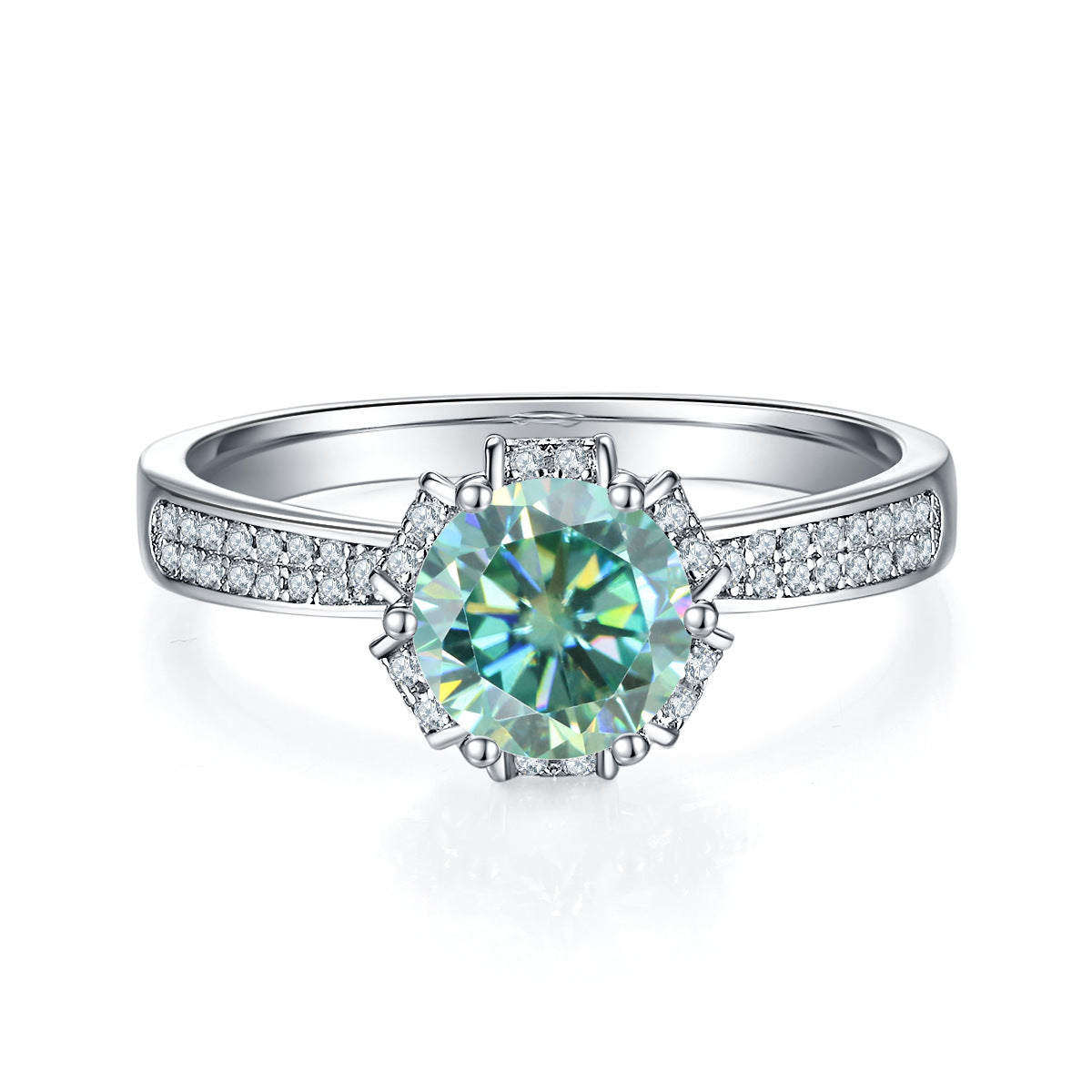Green Moissanite1Carat Design Sense Fontana Di Trevi Ring Matching GRA Certificate of Light Luxury s925Silver Gemstone Ring