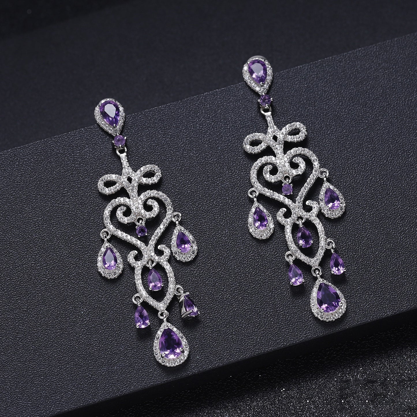 Designer Luxury Gemstone Earrings French Romantic High-end Feel s925Silver Natural Amethyst Earrings Drop Earrings