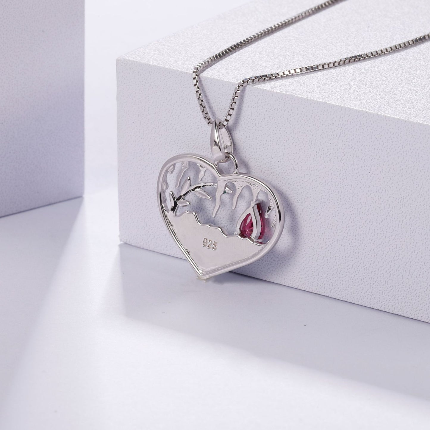 Designer High-End Gemstone Pendant Heart Lake s925Silver Enamel Natural Translucent Stone Necklace Pendant