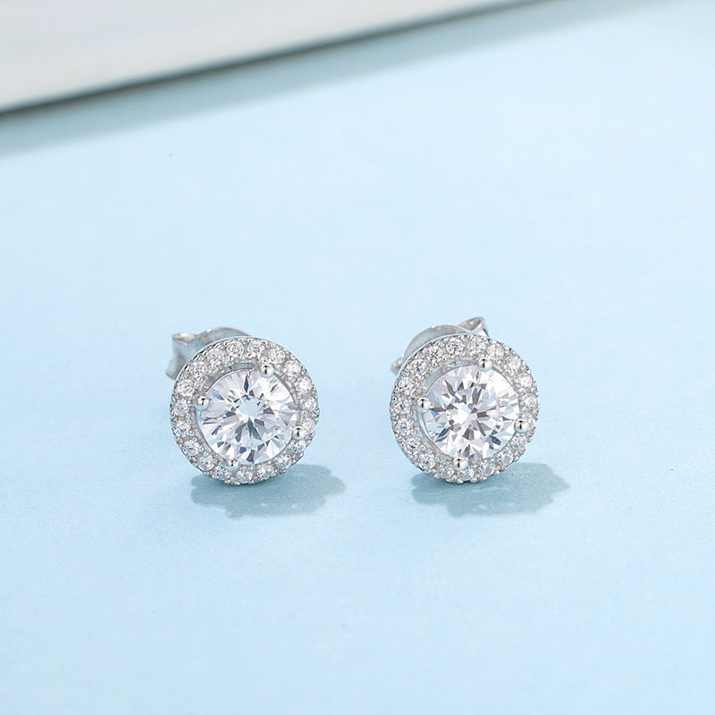 In-stock Fashion Earrings Necklace Set s925Sterling Silver Inlaid D Color1Carat Moissanite Jewelry Set