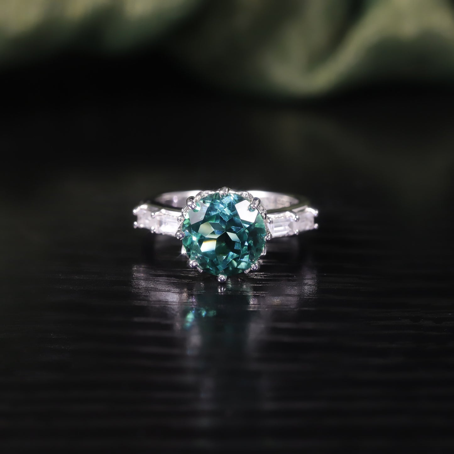 Brilliant Colorful Crystal Ring3.5Carat s925Sterling Silver Inlaid Brown Crystal Green Crystal Ring