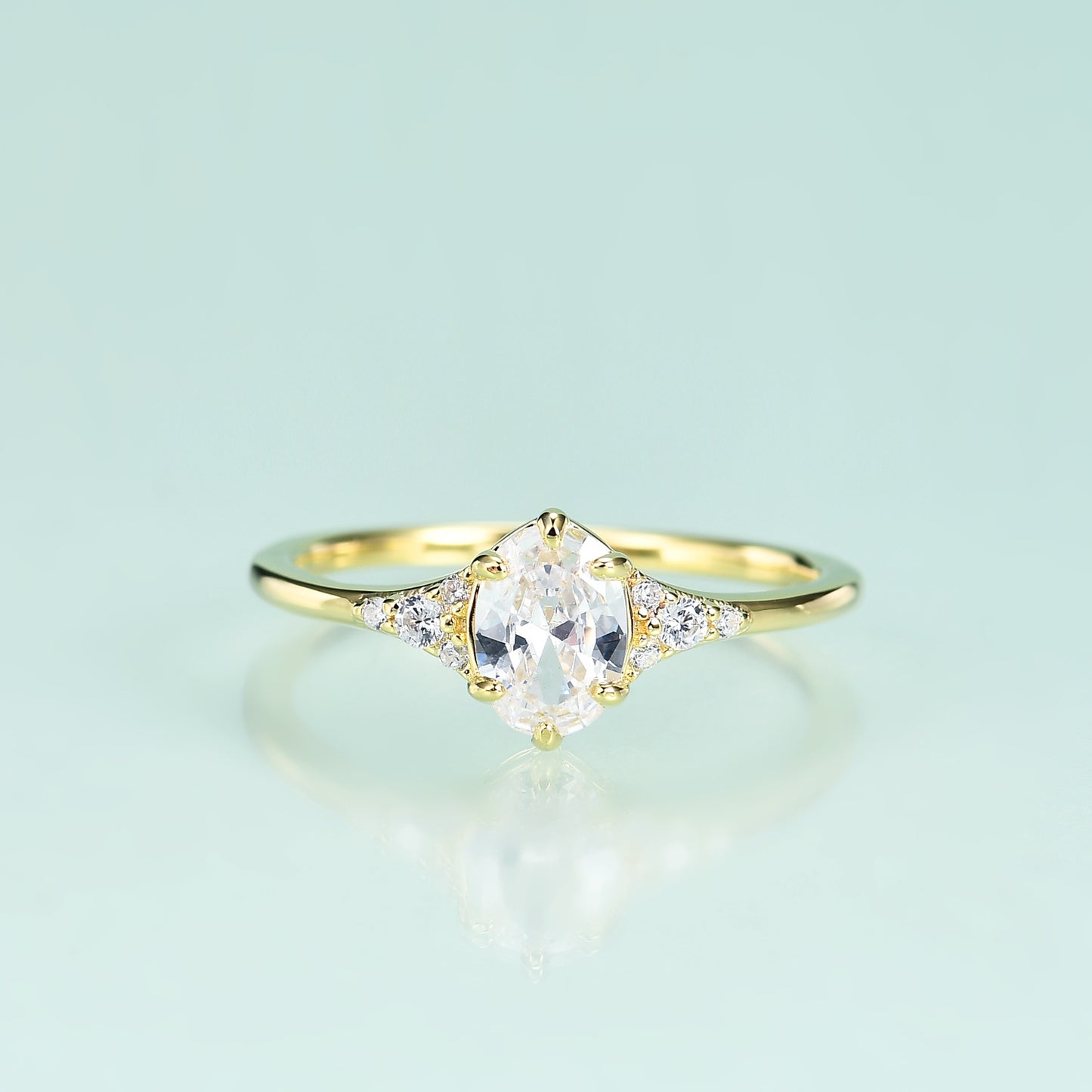 Jewelry S925Sterling Silver Inlaid Gemstone5A Zircon Ring Fashionable Elegant Simple Luxury Gold Ring