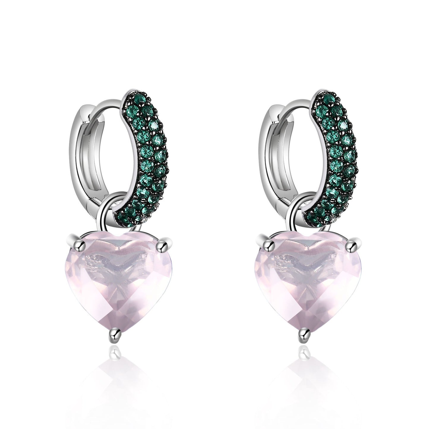 Thorn Bud Design Heart Gemstone Earrings s925Sterling Silver Inlaid Natural Gemstone Amethyst Stud Earrings