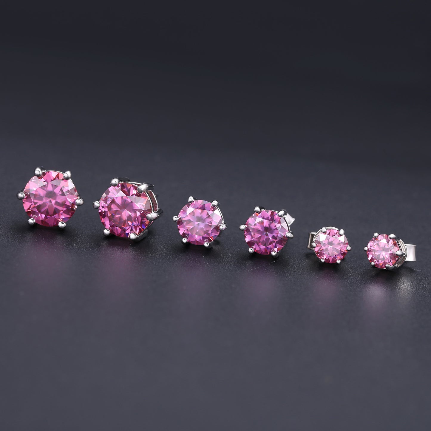 Fashion All-Matching0.5-2Carat Rainbow Moissanite Earrings Commuting S925Sterling Silver Colorful Moissanite Stud Earrings