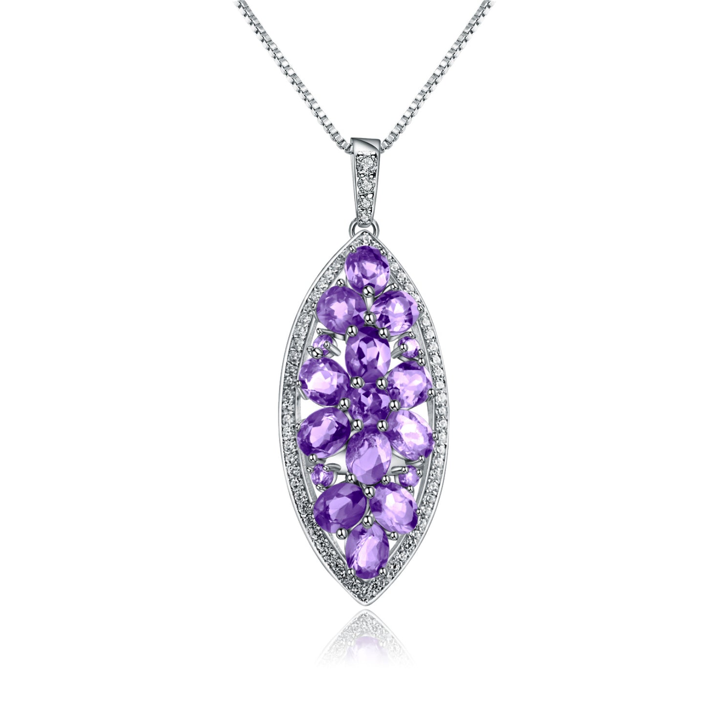 Luxurious High-End Natural Amethyst Pendant Fashionable Design s925Sterling Silver Gemstone Necklace Pendant